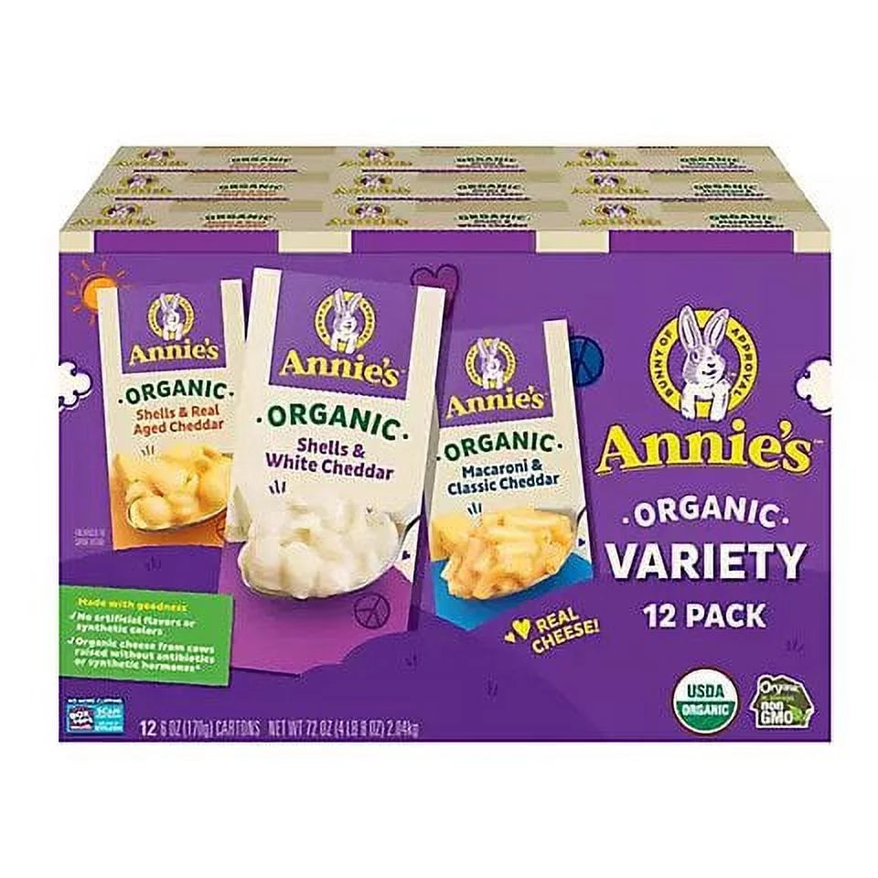 Annies Homegrown Macaroni and Cheese Variety Pack 12 Count. 6 Oz.