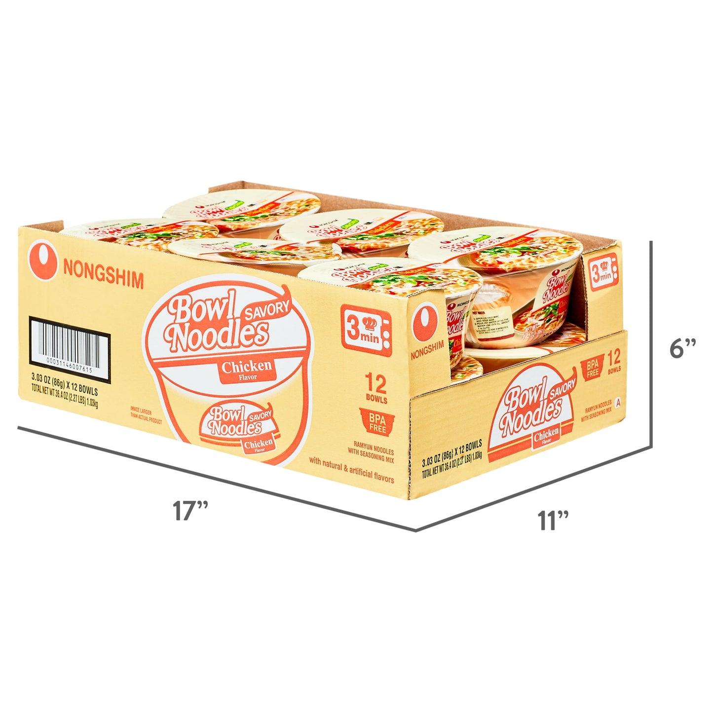 Bowl Noodle Savory Chicken Ramyun Ramen Noodle Soup Bowl, 3.03Oz X 12 Count