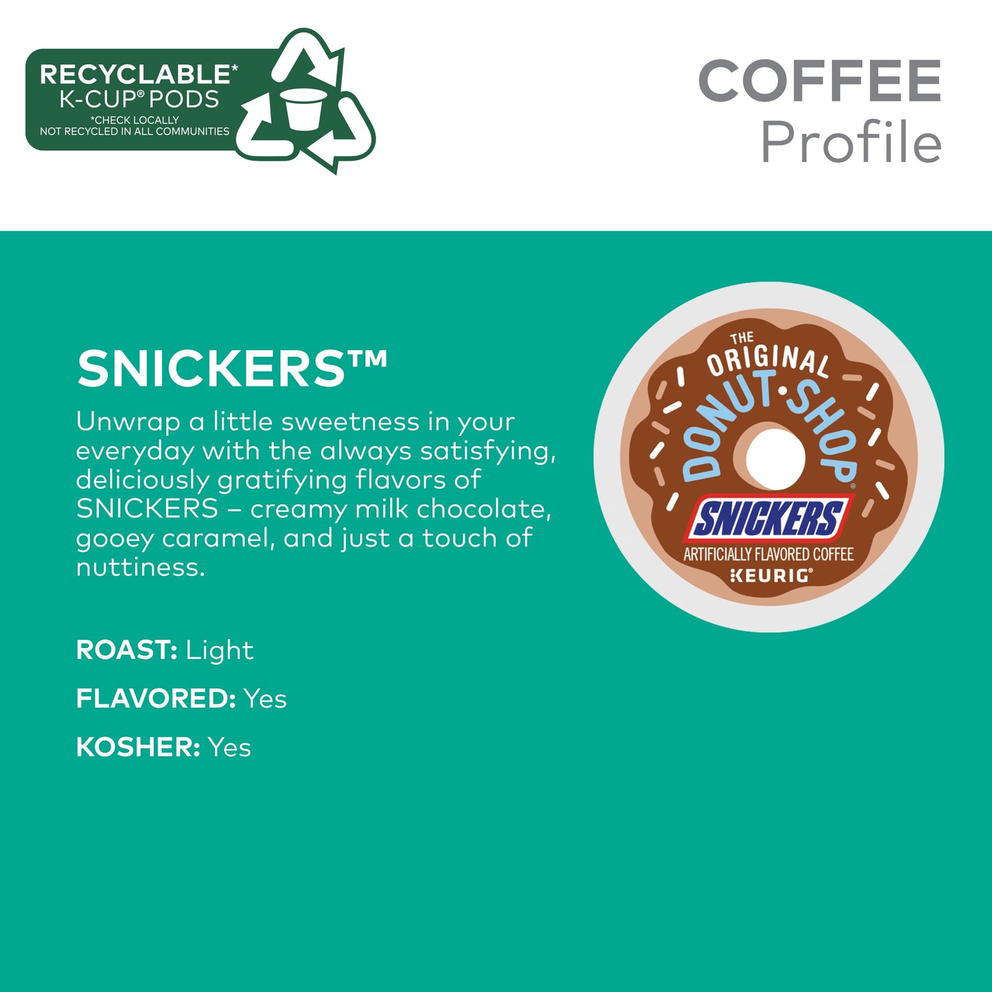 , Snickers Flavored K-Cup Coffee Pods, 24 Count