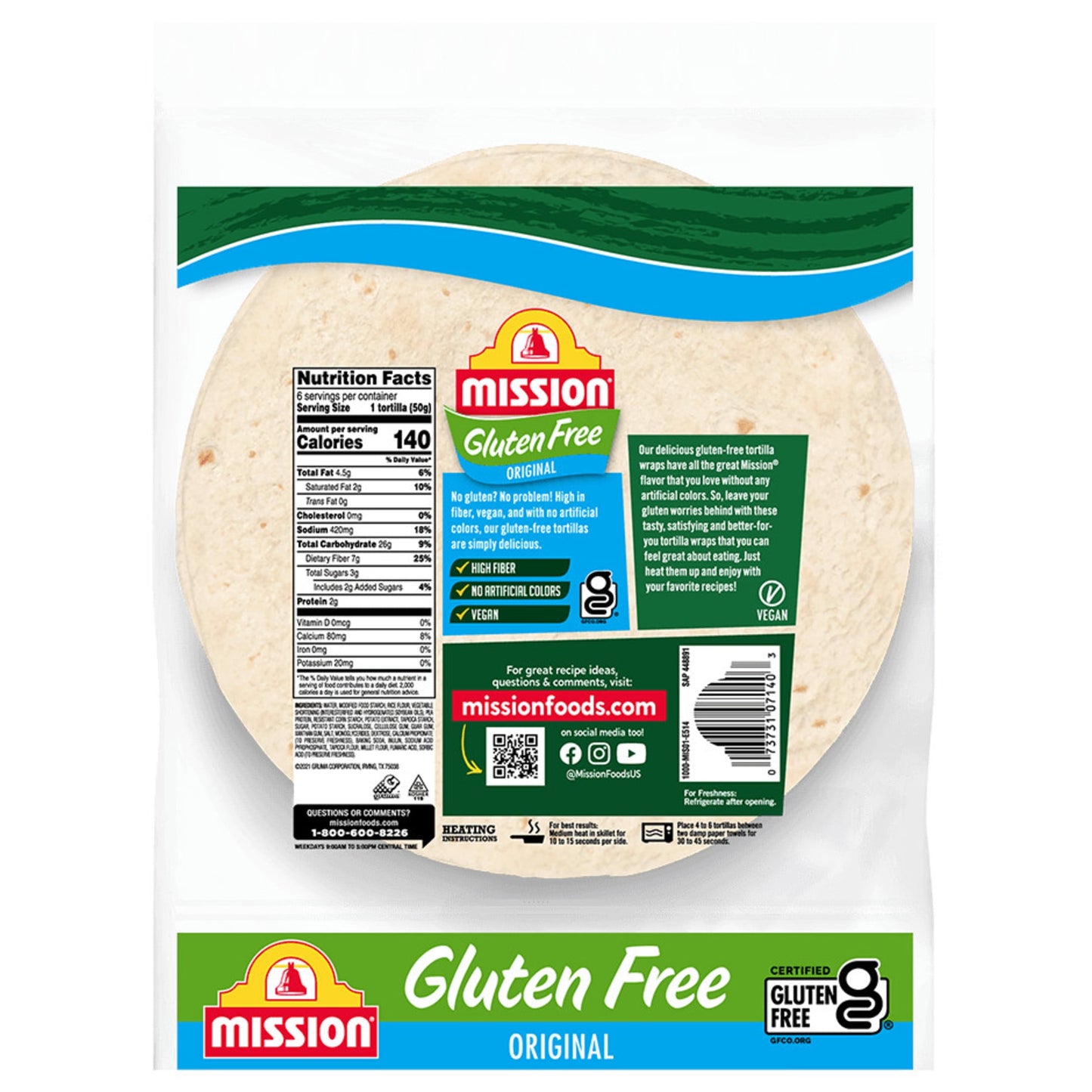 Gluten Free Soft Taco Tortilla Wraps, 10.5 Oz, 6 Count