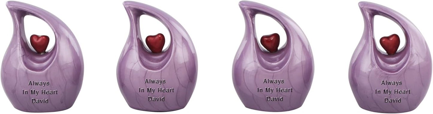 Customize &amp; Personalize Heart of Love Cremation Urns for Human Ashes - Decorative Urns,Urns for Human Ashes Female &amp; Male,Urns for Ashes Men &amp; Women,Funeral Urn (Adult Customize, Lavender)