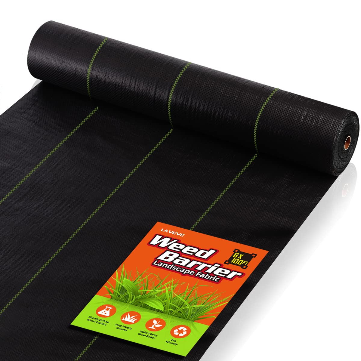 LAVEVE 3FTx 50FT Weed Barrier Landscape Fabric, 3.2oz Premium Heavy-Duty Gardening Weed Control Mat, Ground Cover for Gardening, Farming with 20 U-Shaped Securing Pegs