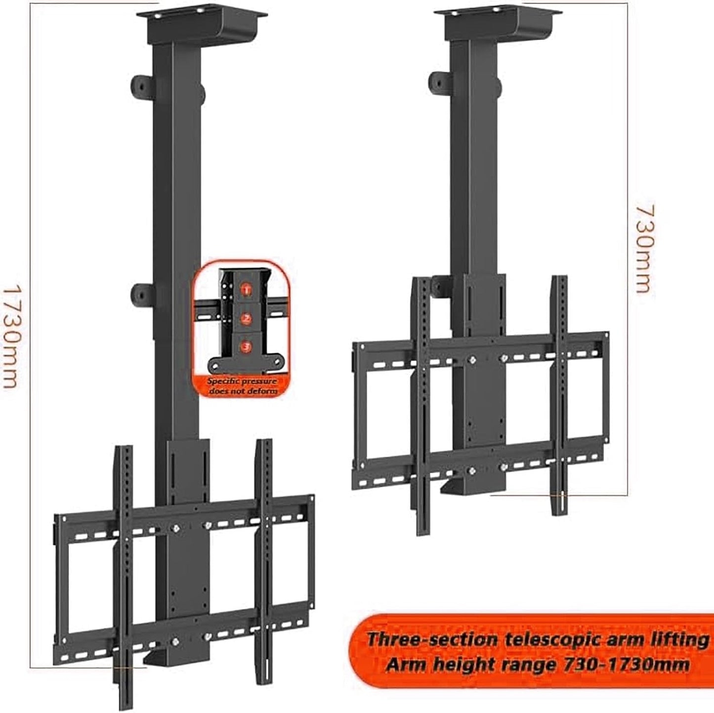 Motorised TV Bracket Stand - Ceiling TV Mount Stand, LCD TV Floor Stand with Auto Lift, with 360° Rotation Left and Right, Fits 32-70 Inch Flat and Curved TVs, with Remote Control (1300)