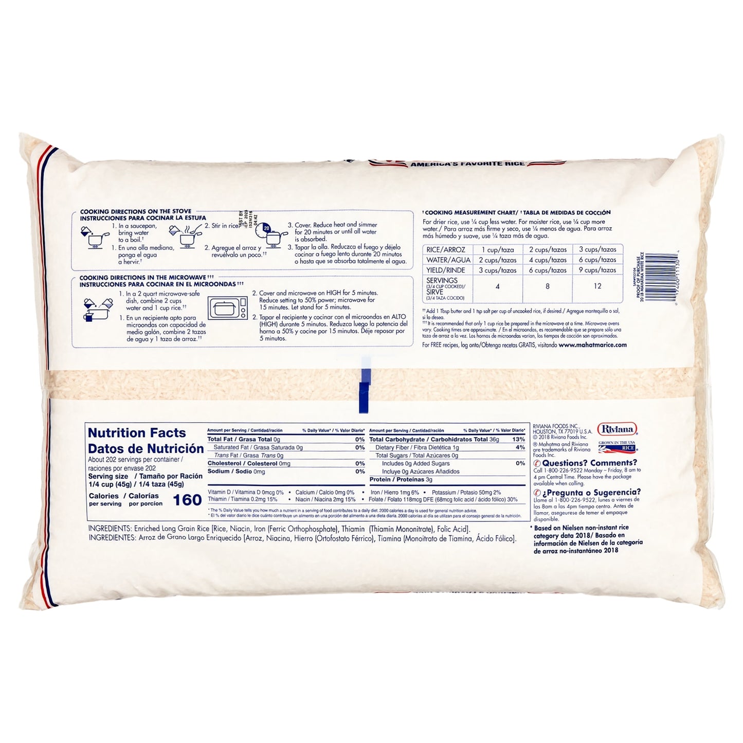 Enriched Extra Long Grain White Rice 20 Lb Bag