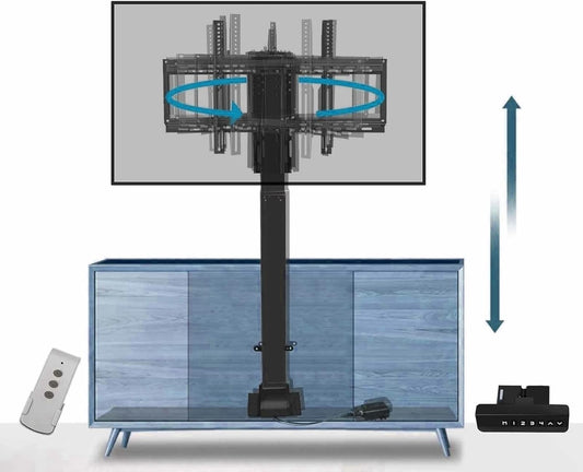 TV Floor Stand - Manual 360° Left and Right Rotation, Telescopic Electric TV Lift, Hide in Closet TV Lift, Fits 26-70 Inch LED Screens, with Load 60kg/132lbs