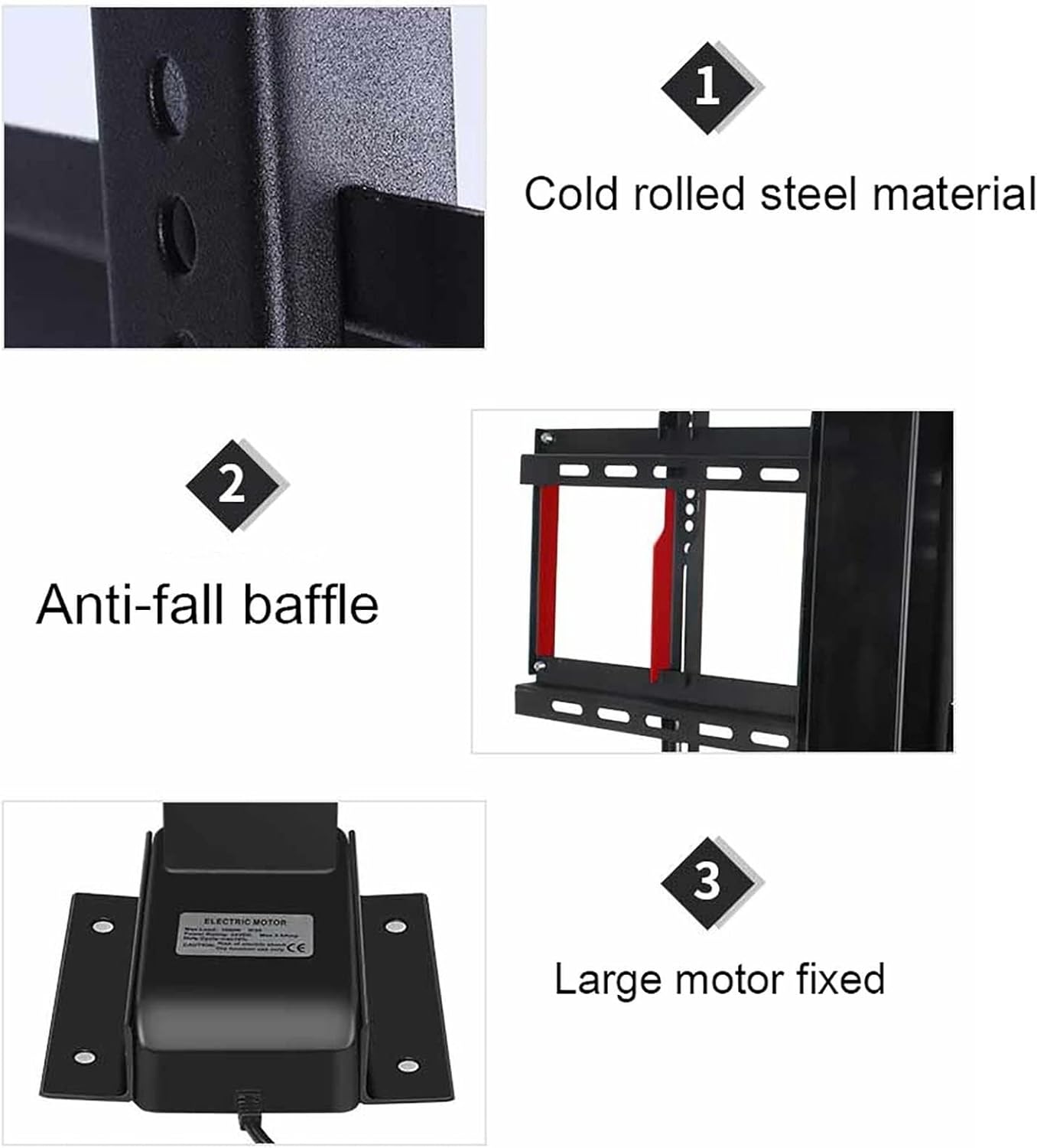 TV Floor Stand - Telescopic Electric TV Lift, Manual 360° Left and Right Rotation, Hide in Closet TV Lift, Fits 26-70 Inch LED Screens, with Load 60kg/132lbs