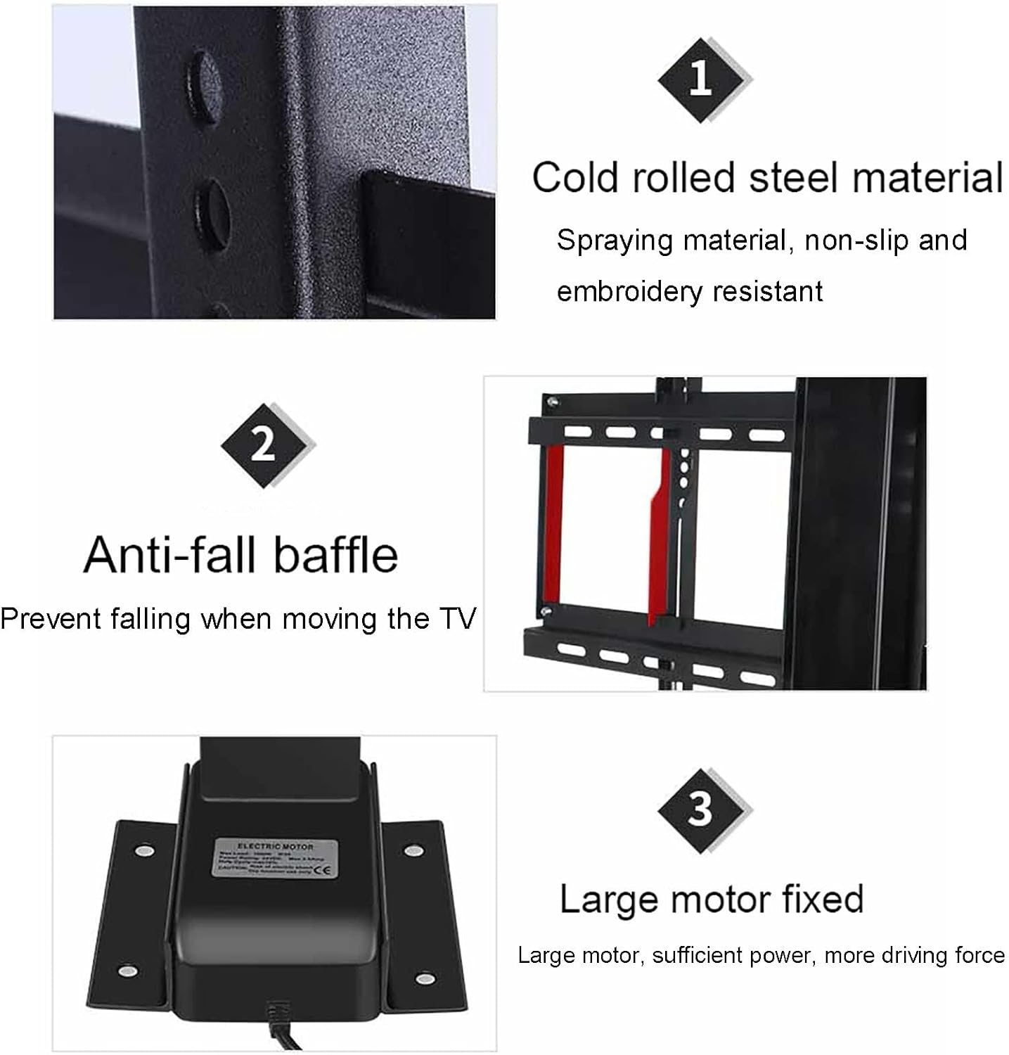 Motorized Tv Mount - Telescopic Electric TV Lift - Manual 360° Left and Right Rotation, Hide in Closet TV Lift, Fits 26-70 Inch LED Screens, with Load 60kg/132lbs (One Color 775)