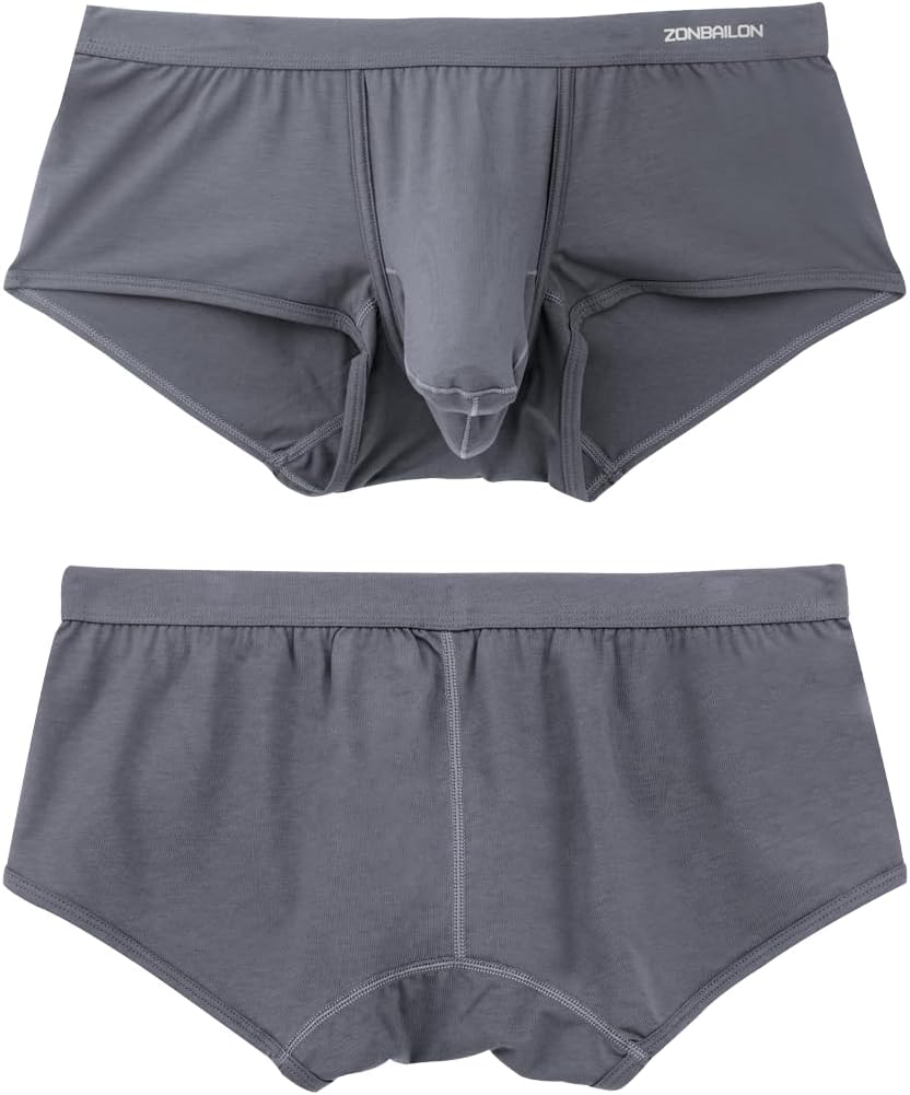 Men's Elephant Trunk Boxers Briefs Dual Pouch Bulge Shorts Sexy Trunks with Wide Waistband