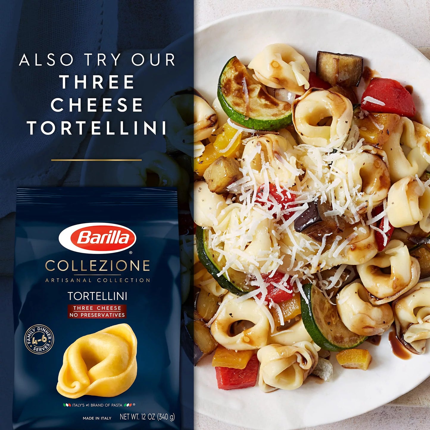 Collezione Cheese & Spinach Tortellini Pasta 12 Oz (Pack of 16)