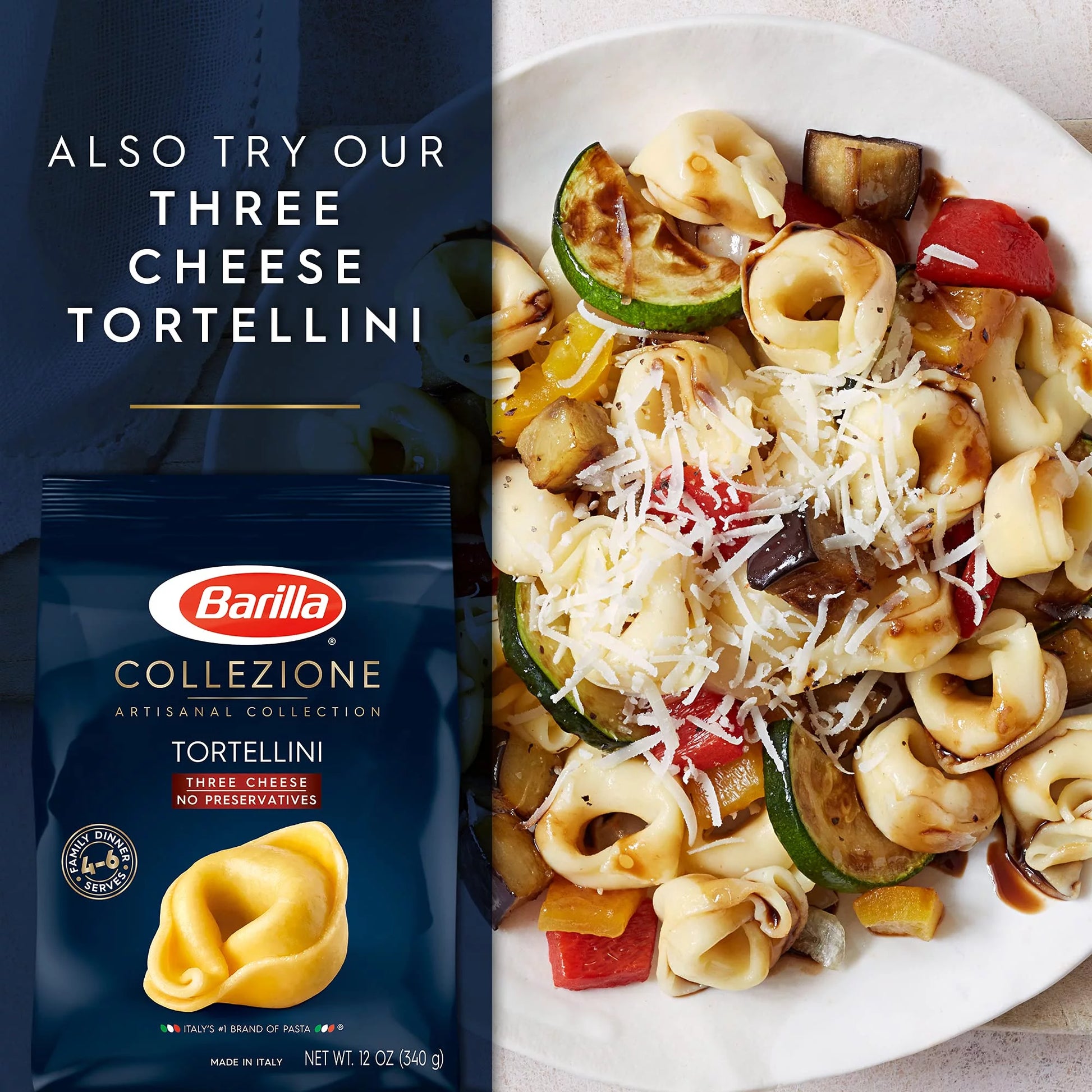 Collezione Cheese & Spinach Tortellini Pasta 12 Oz (Pack of 16)