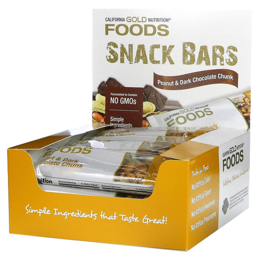 Foods, Peanut & Dark Chocolate Chunk Bars, 12 Bars, 1.4 Oz (40 G) Each