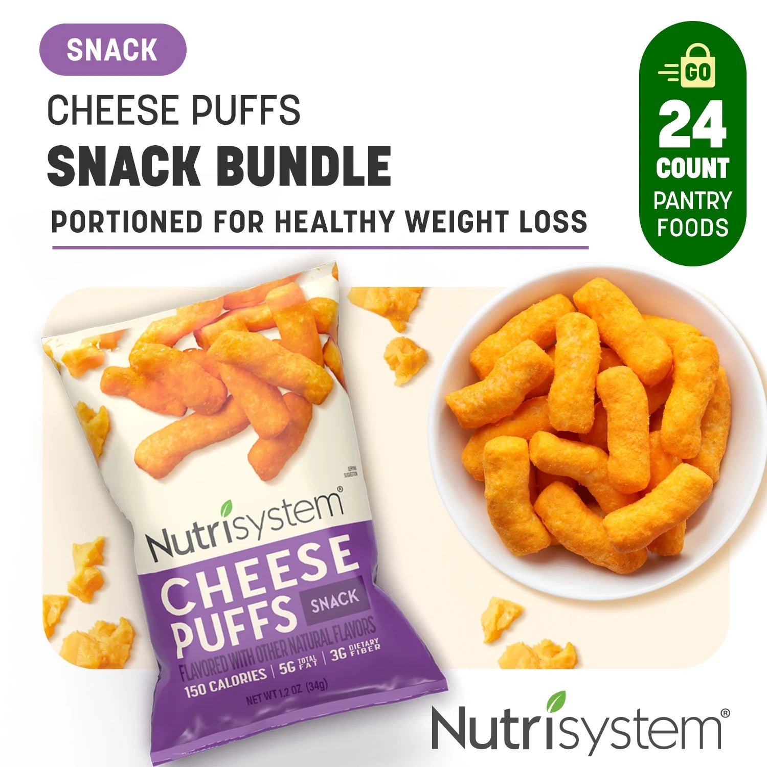 Cheese Puffs for Weight Loss Support, 24 Count Bags