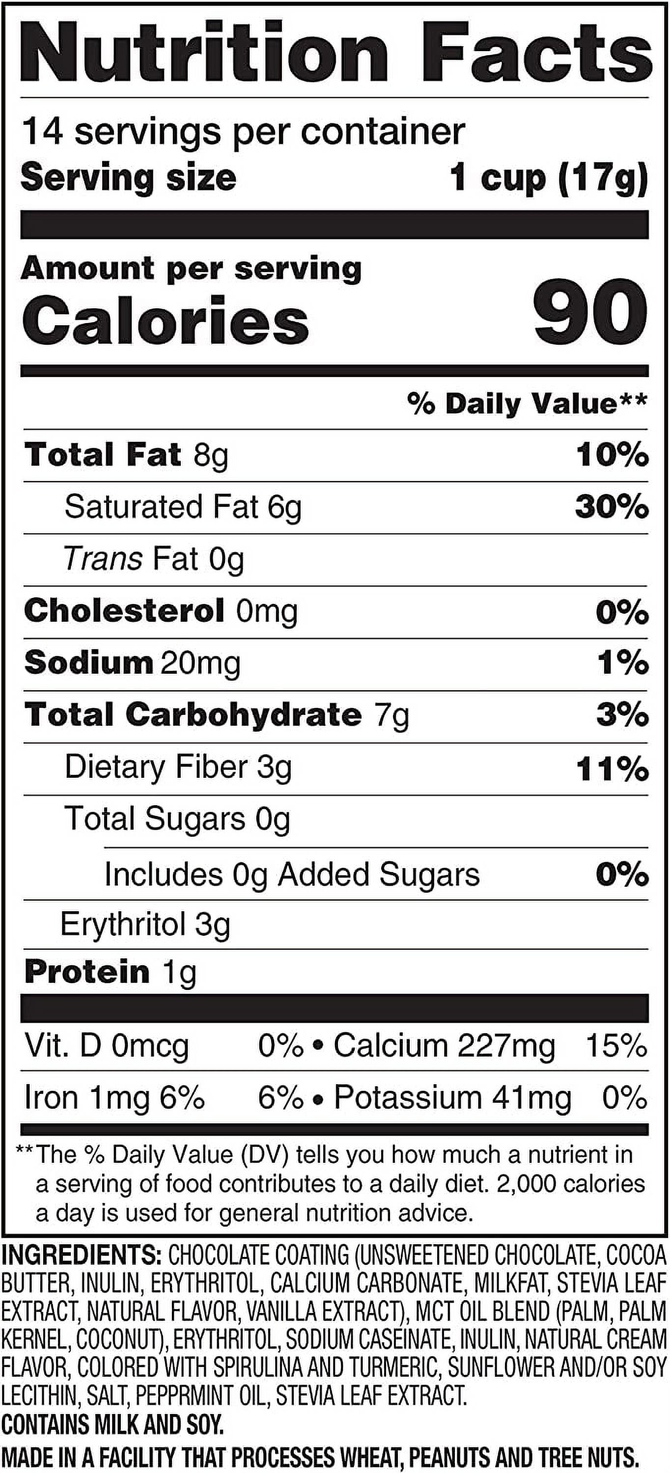| Low Carb Chocolate Snacks, Keto Friendly, 0G Added Sugar, 3G Fiber | Mint Chocolate Cup, 14-Count Box