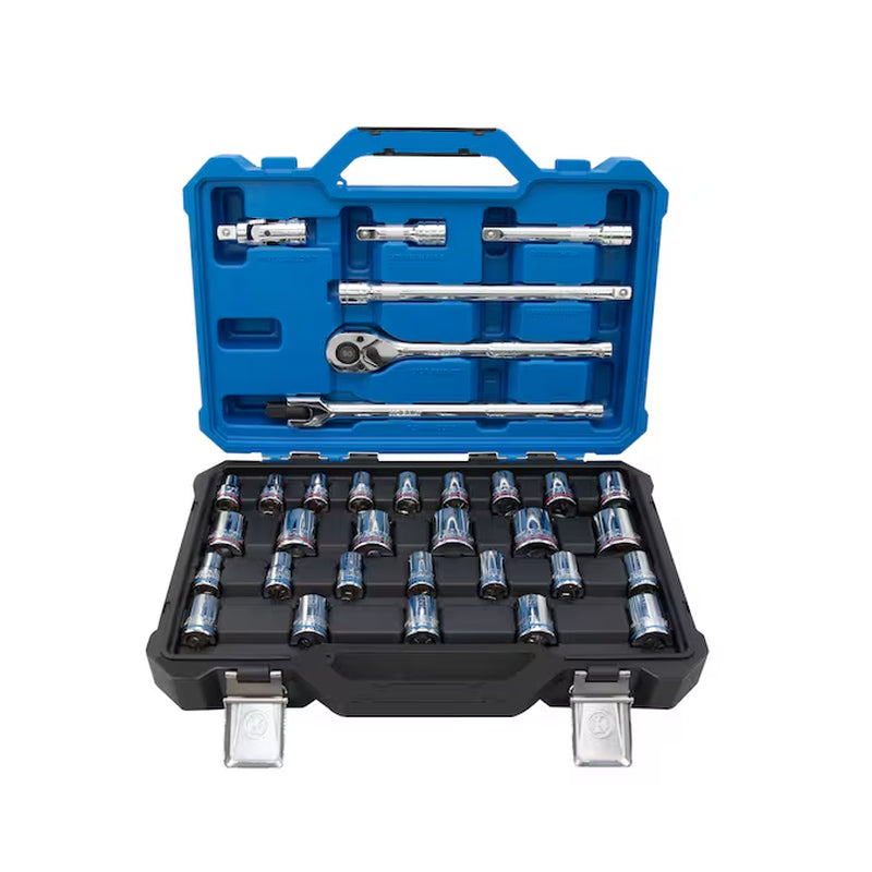 33-Piece Standard (SAE) and Metric Polished Chrome Mechanics Tool Set with Hard Case