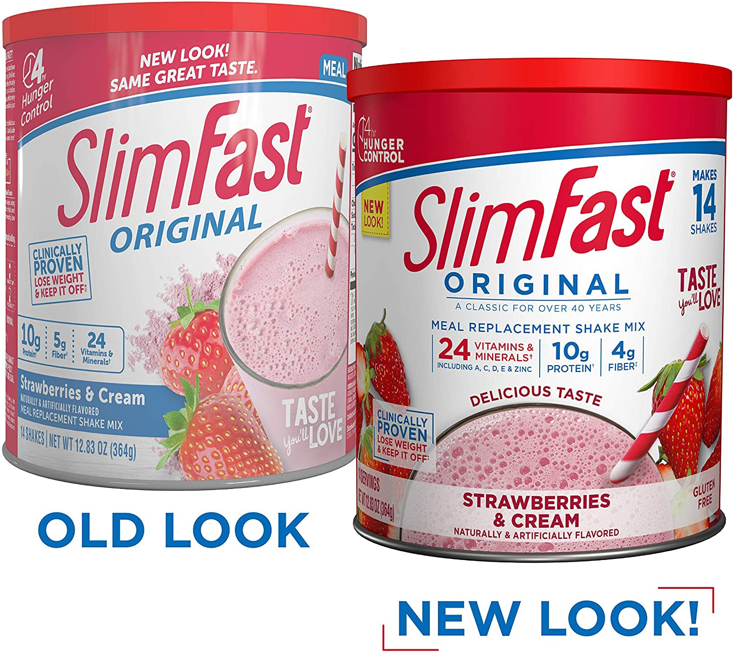 Meal Replacement Powder, Original Strawberries & Cream, Weight Loss Shake Mix, 10G of Protein, 14 Servings