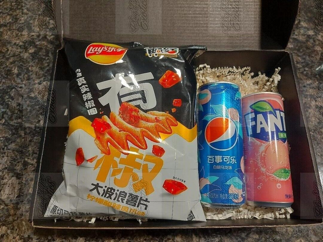 Exotic Snack Holiday Gift Box Exotic Chips Soda Lays Pepsi Fanta Cola FREE SHIP