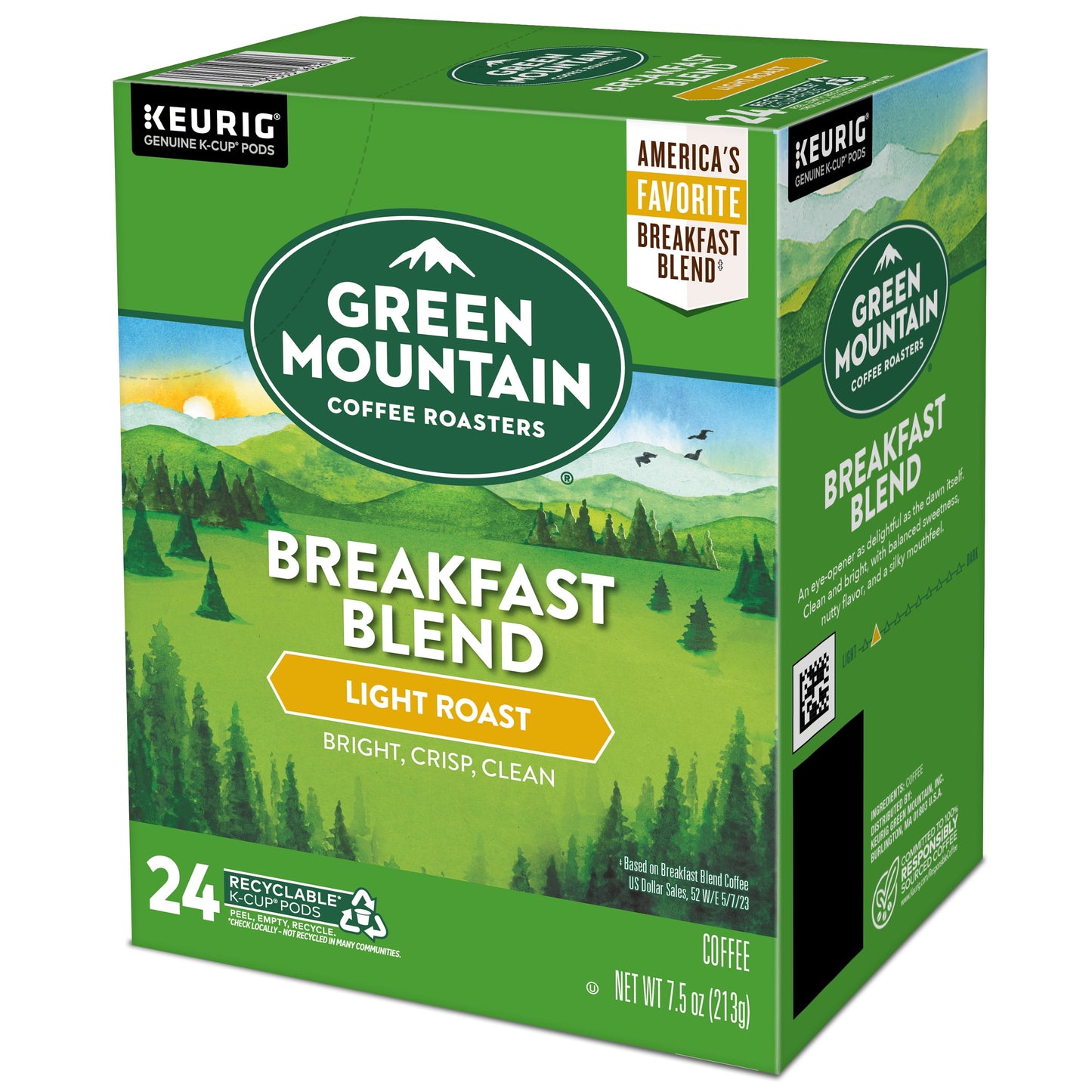 Green Mountain Coffee Roasters, Breakfast Blend Light Roast K-Cup Coff