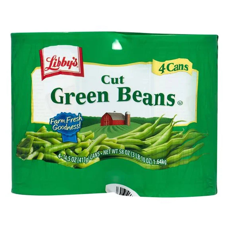 (4 Count)  Cut Green Beans, Canned Vegetables, 14.5 Oz