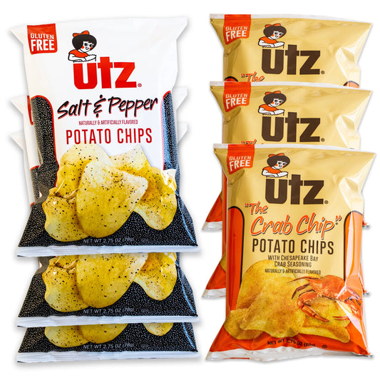 Utz Crab Potato Chip (3, 2.75Oz Bag) - Variety Pack - Utz Salt and Pepper Potato Chip (3, 2.75Oz Bags) - Delicious and Crispy - 6, 2.75Oz Bags Total