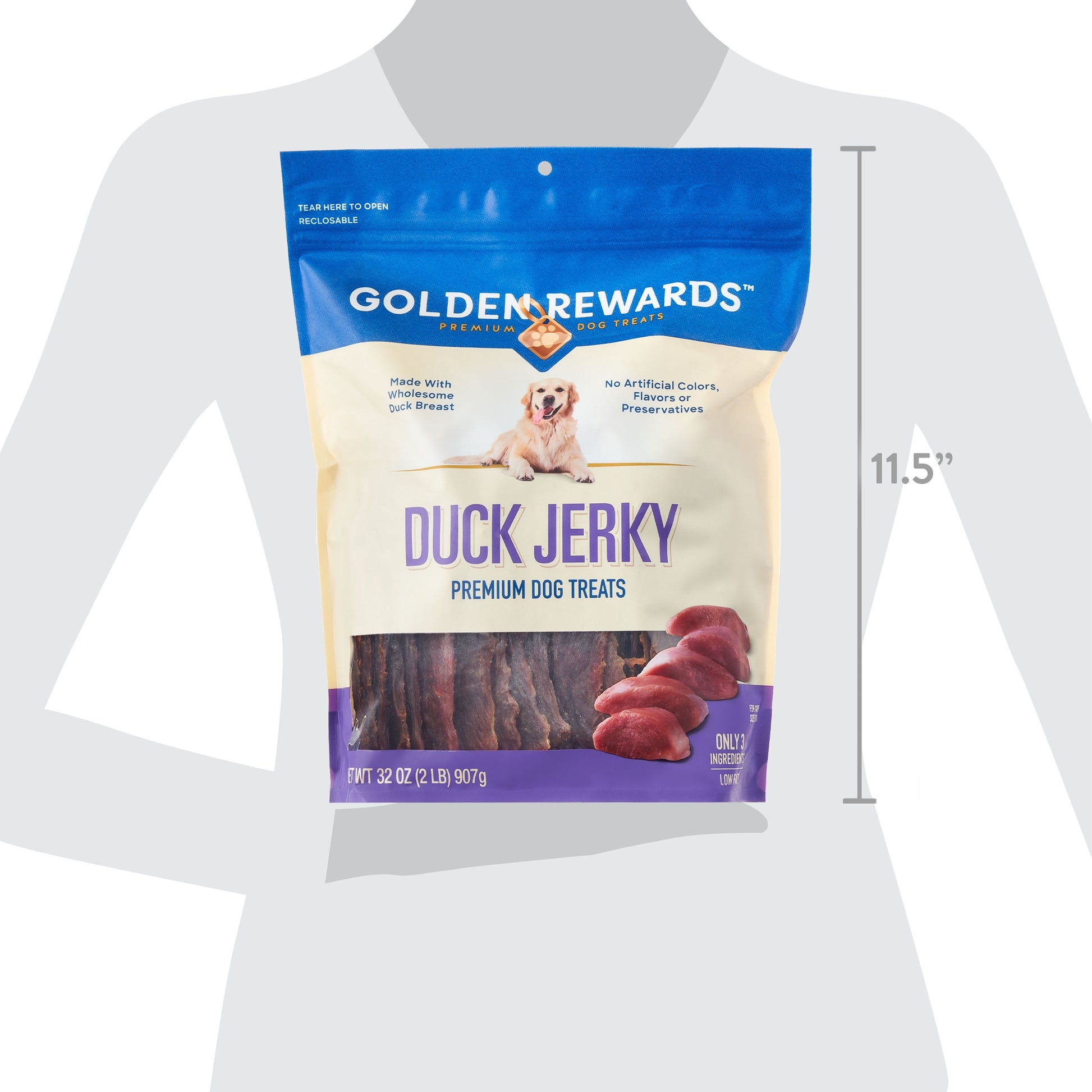 Duck Flavor Premium Dry Jerky Treats for All Dogs, 32 Oz