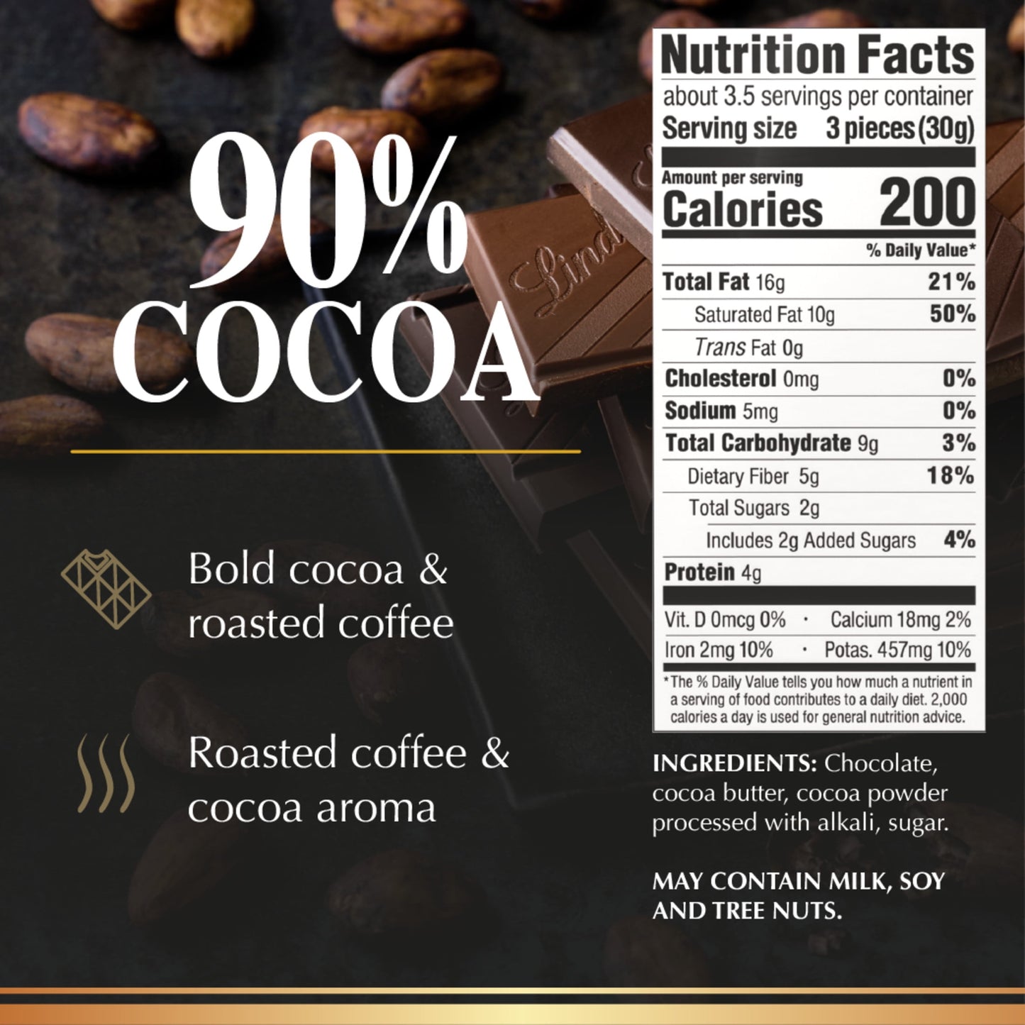 Excellence 90% Cocoa Dark Chocolate Candy Bar, 3.5 Oz, Bar