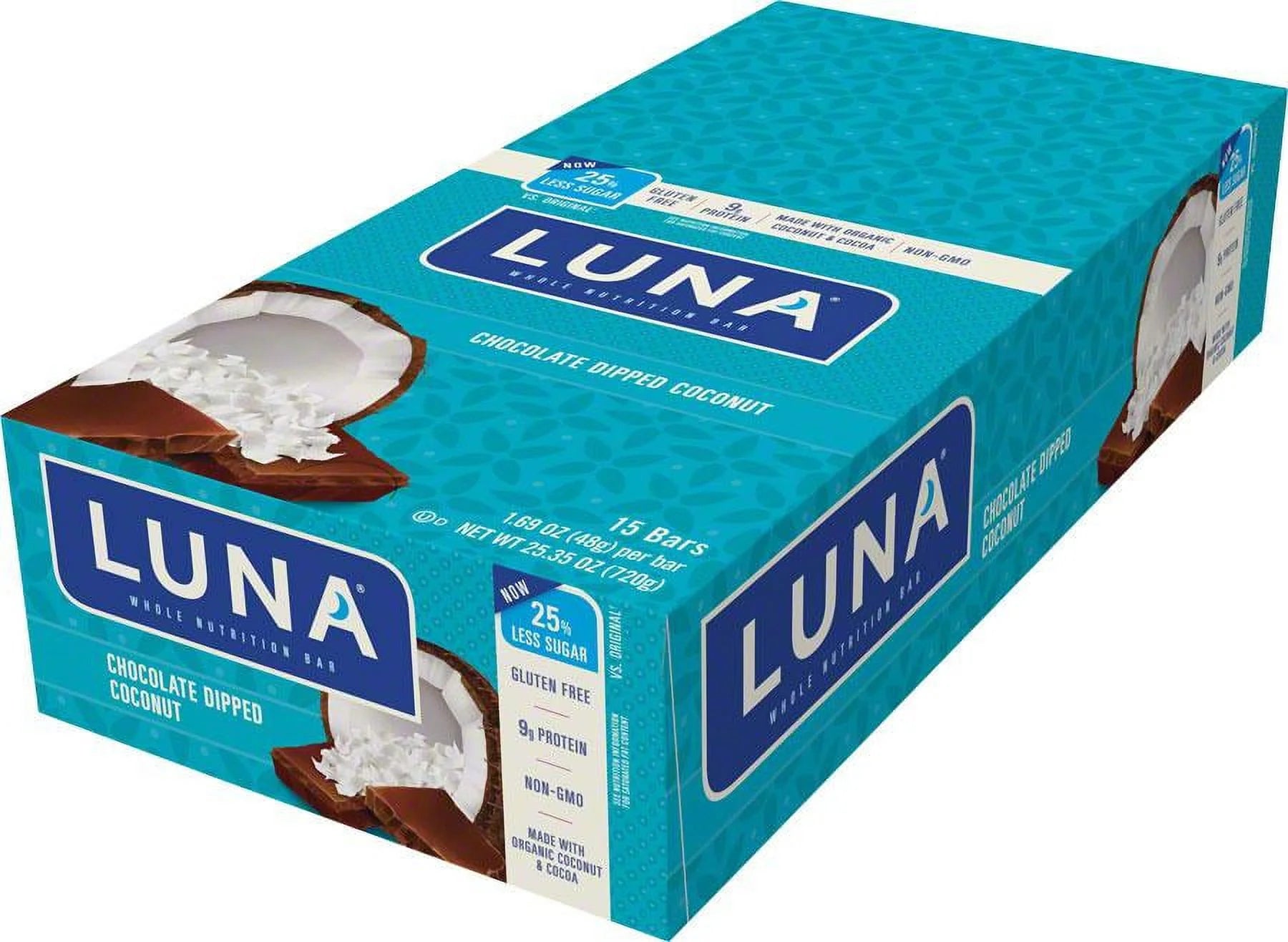 Clif Luna Bar: Dipped Chocolate Coconut Box of 15