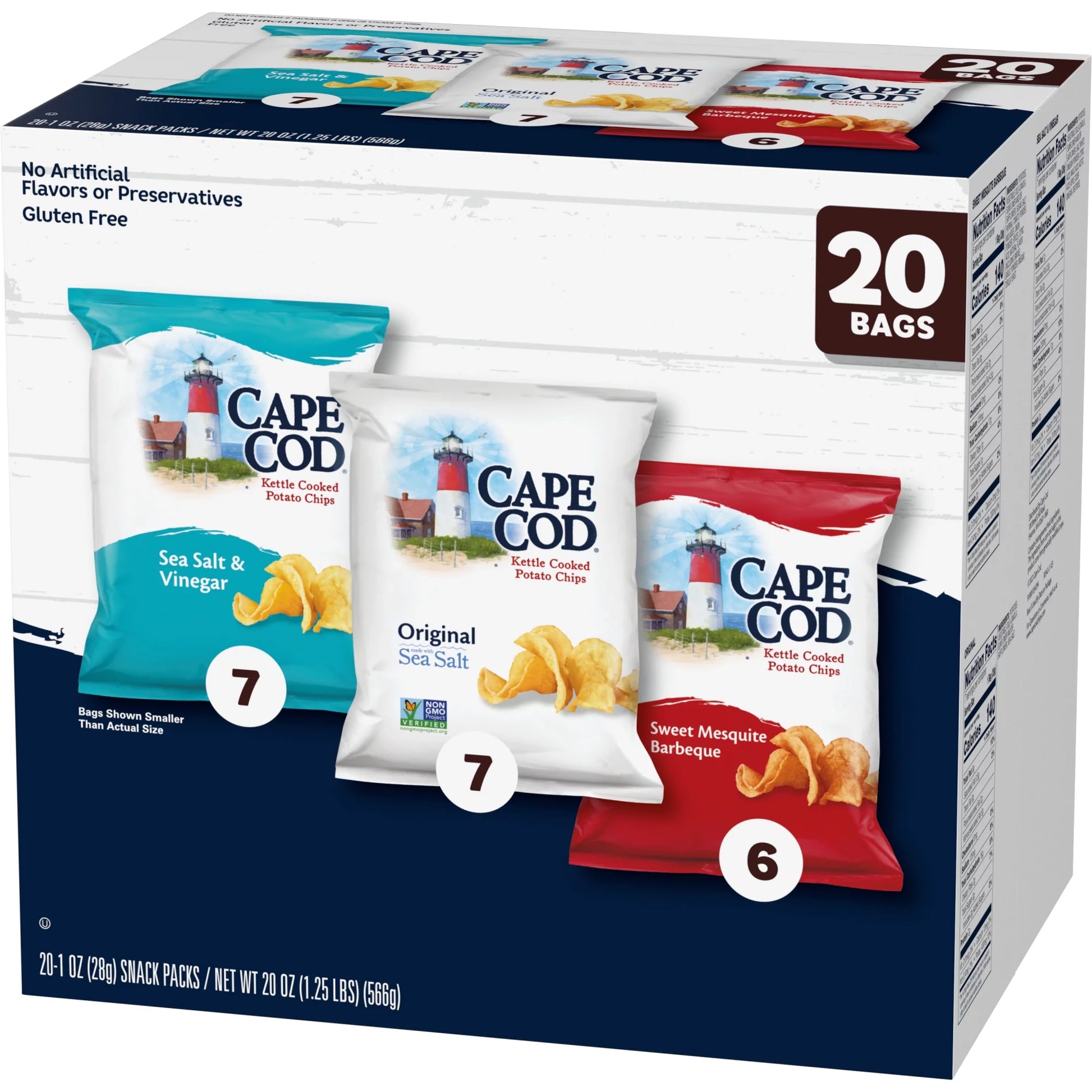 Potato Chips, Variety Pack, 1 Oz Snack Bags, 20 Ct