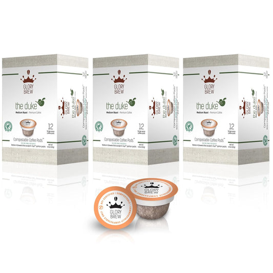 36 Compatible Keurig Coffee Pods I Premium Compostable K Cups Coffee I the Duke I Medium Roast Coffee I Rainforest Alliance Certified