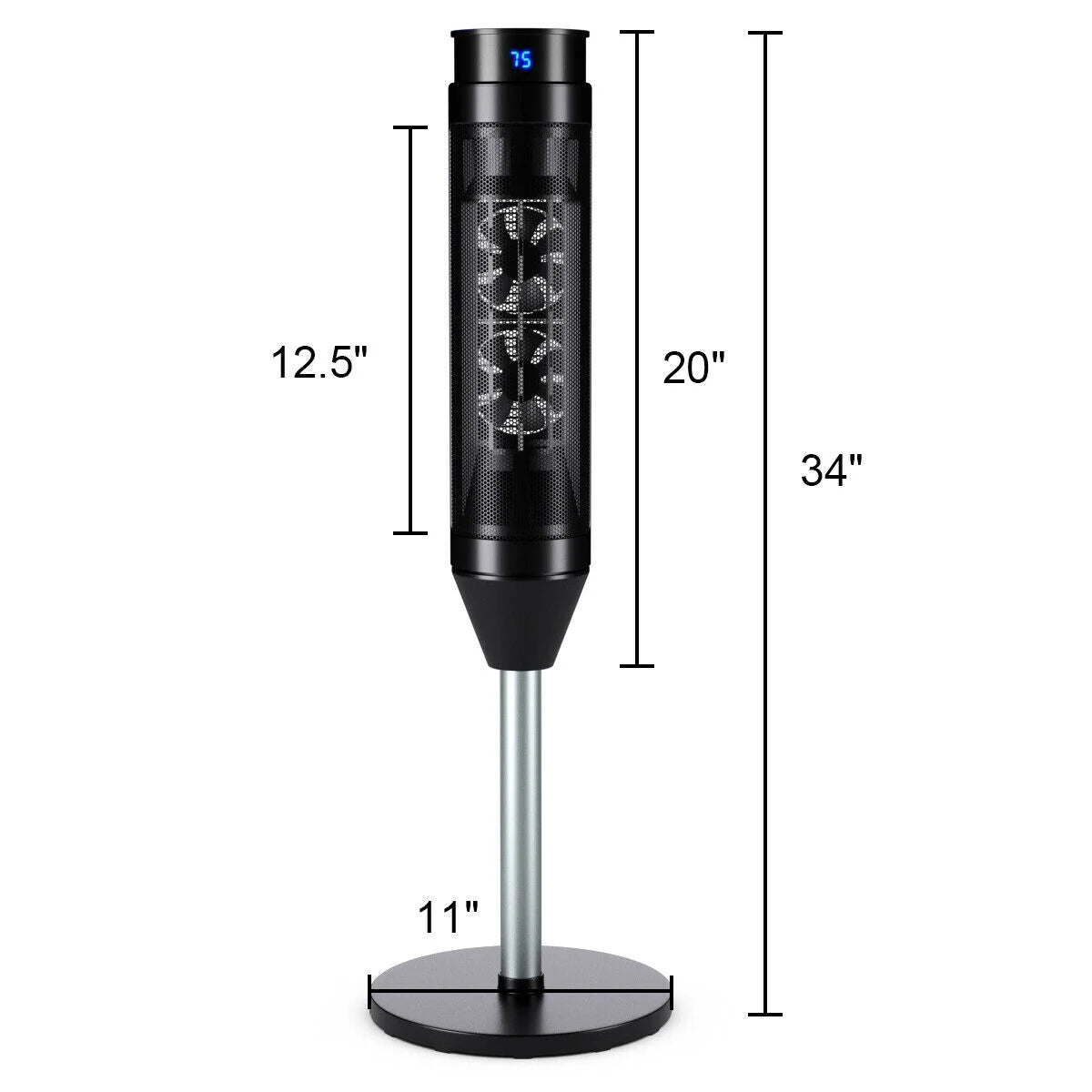 1500W Portable Oscillating Ceramic Pedestal Heater W/ Timer Remote Control Room