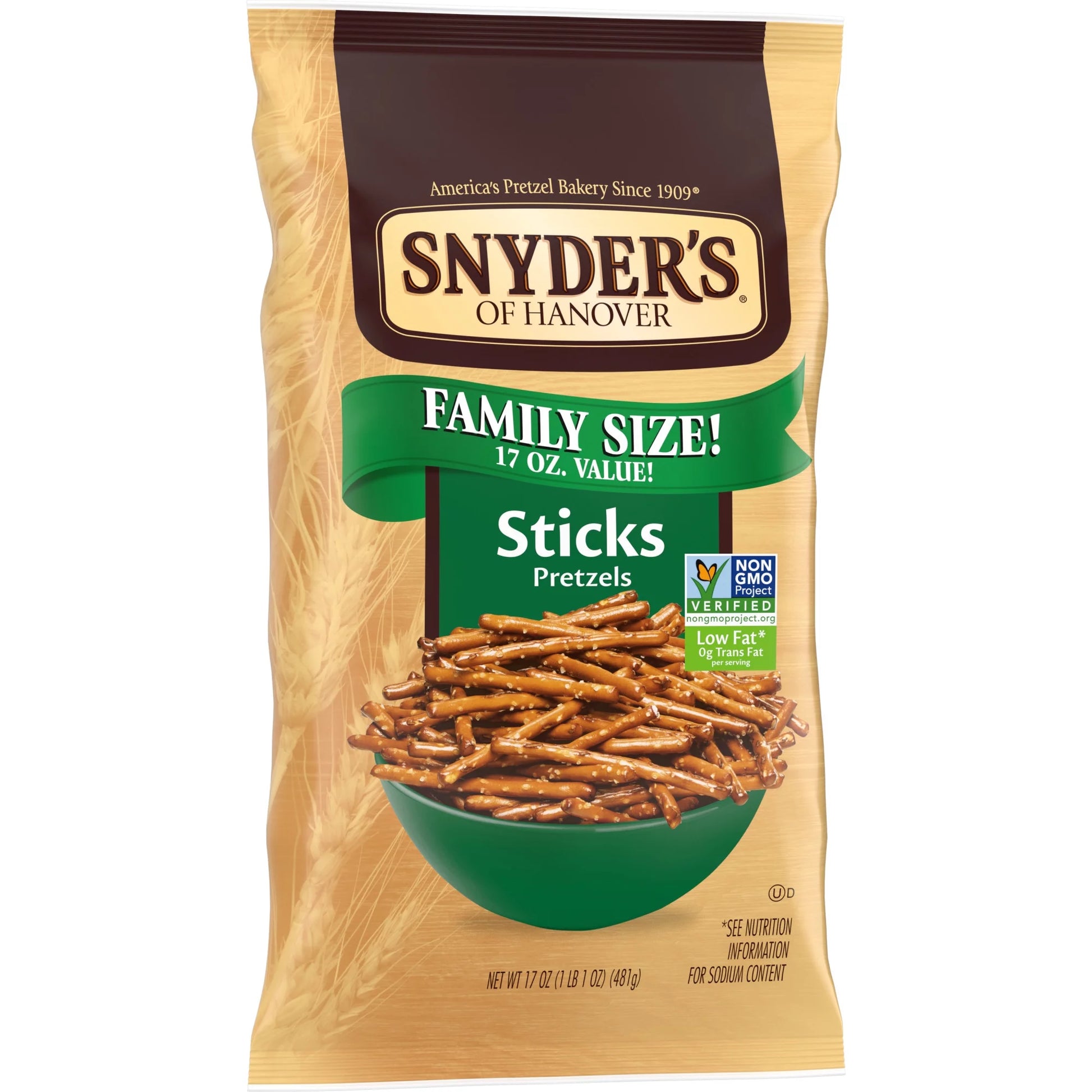 , Pretzel Sticks, Family Size Bag, 17 Oz