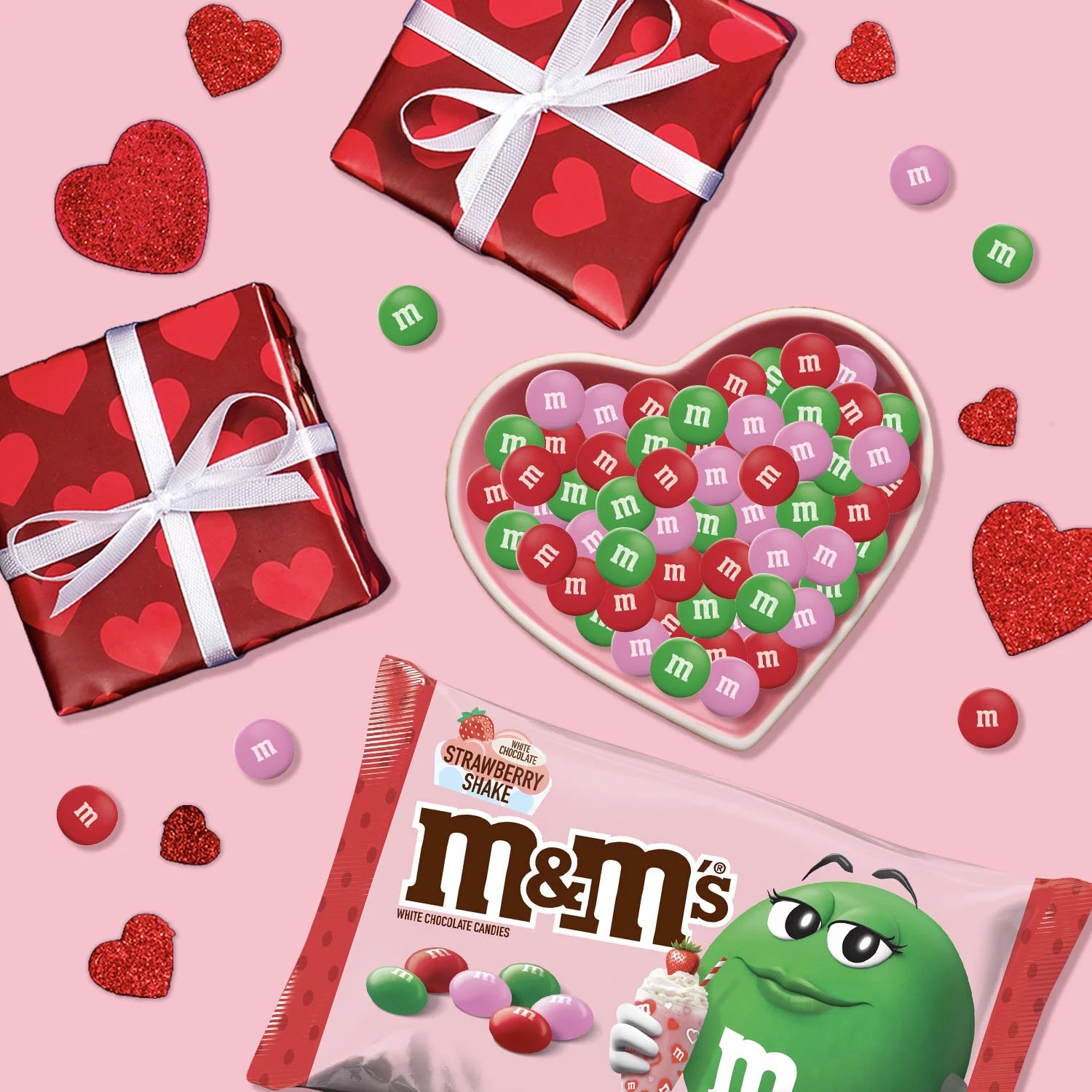 White Chocolate Strawberry Shake Valentines Candy - 7.44 Oz Bag