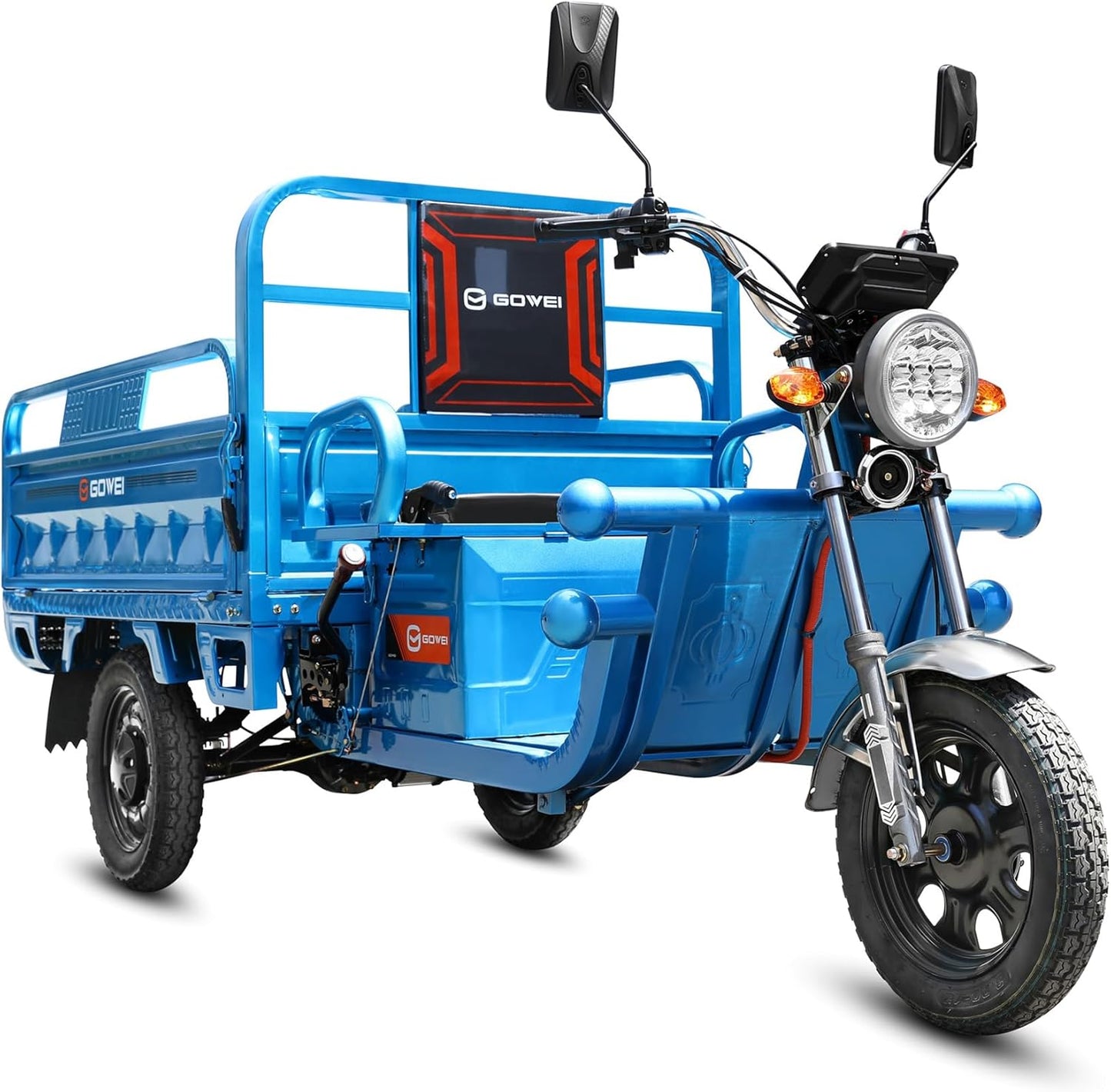 Electric Tricycle with Tipping Bucket, Electric Trike Motorized 3-Wheel with Loading Car Hopper, 60V 32Ah Electric E-Trike Utility Task Vehicle up to 440 LBS