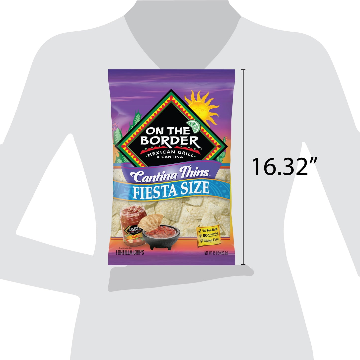 Cantina Thins Tortilla Chips, Gluten-Free, Fiesta Size, 15 Oz Bag