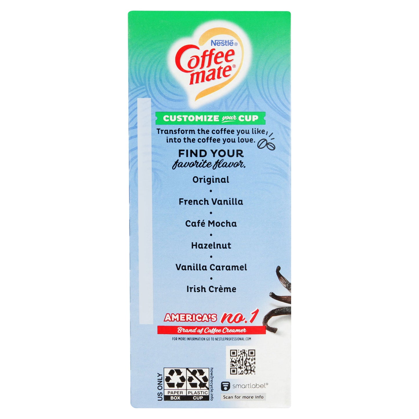 Coffee Mate Sugar-Free French Vanilla Liquid Coffee Creamer Singles, 0.375 Fl Oz, 50 Ct