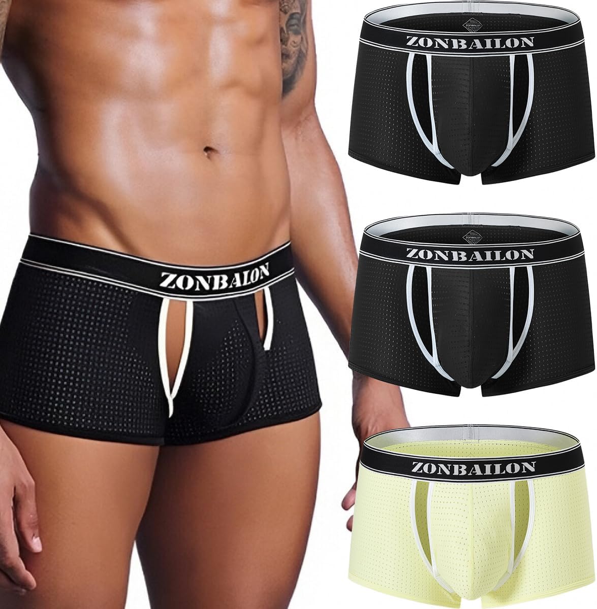 YINYOUYU Mens Bulge Enhancing Pouch Underwear Short Leg Boxers Briefs Trunk