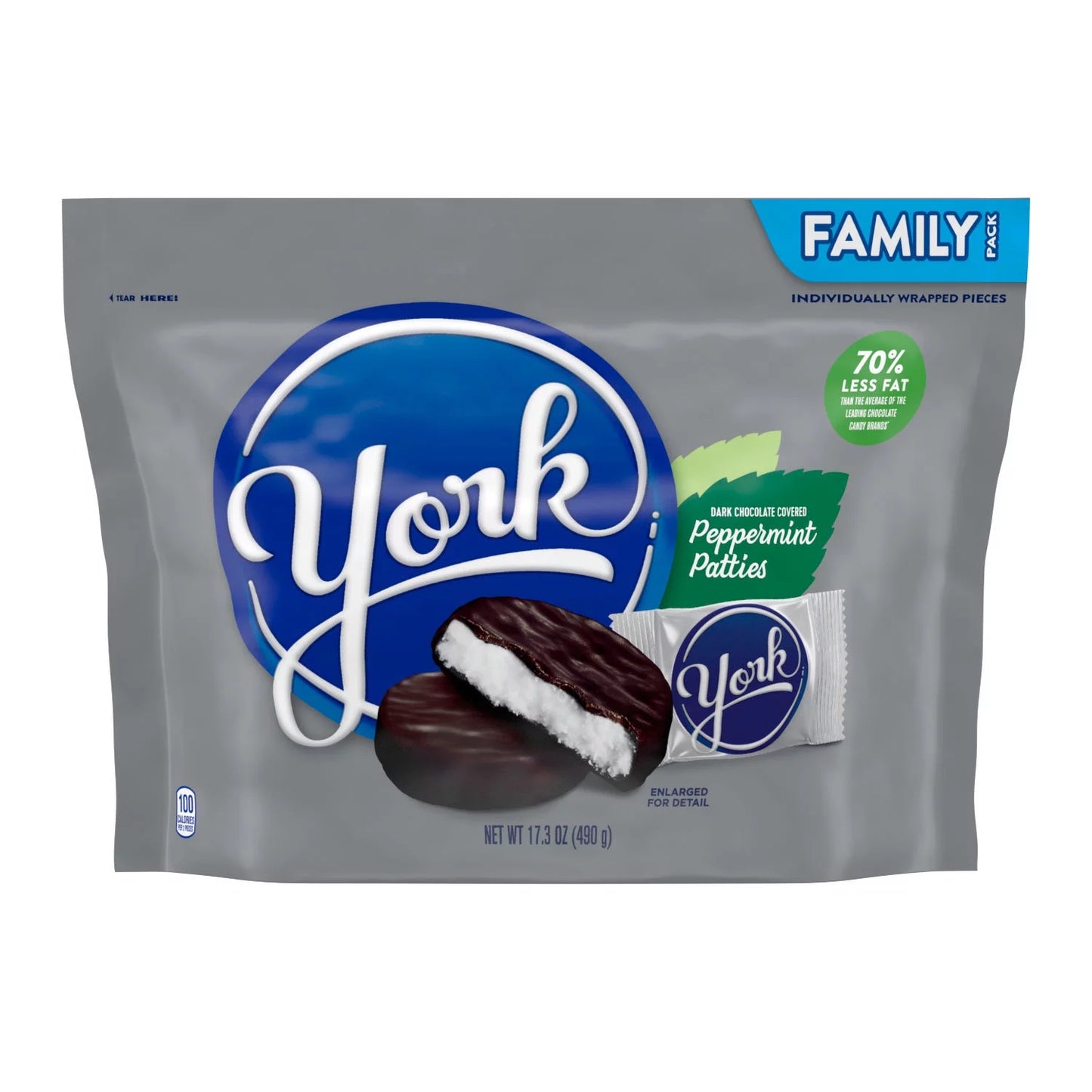 Dark Chocolate Peppermint Patties Candy, Family Pack 17.3 Oz