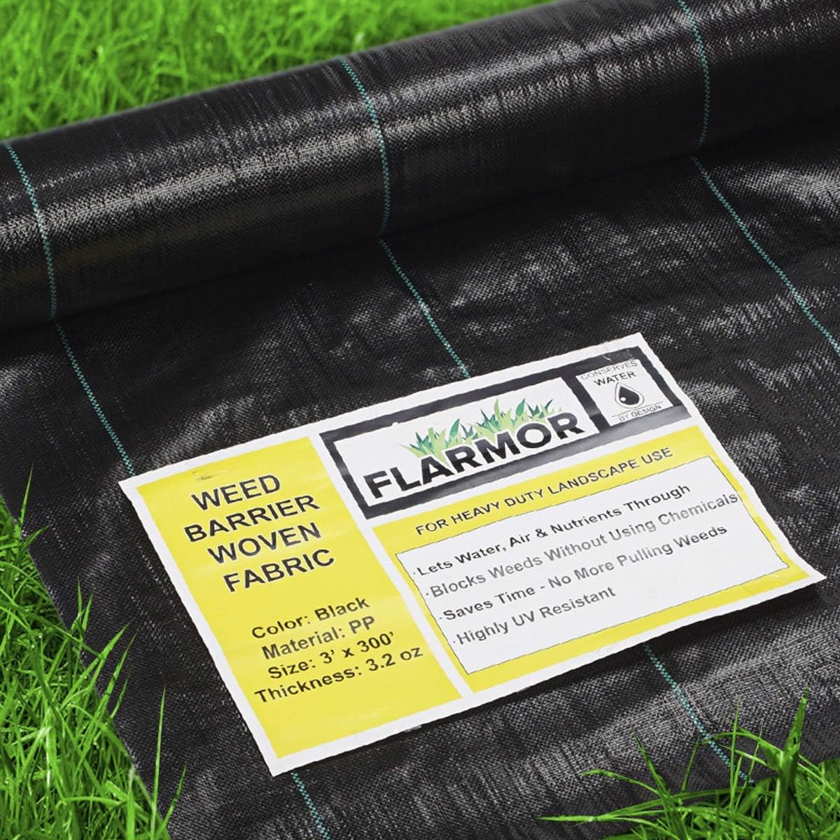 Non-Woven Landscape Fabric–6Ftx300Ft, 1.8oz Weed Barrier Cloth, Heavy Duty Garden Weed Barrier Fabric Roll, Landscaping Fabric Weed Control W/WeedStop Technology, Commercial Weed Block (Black)