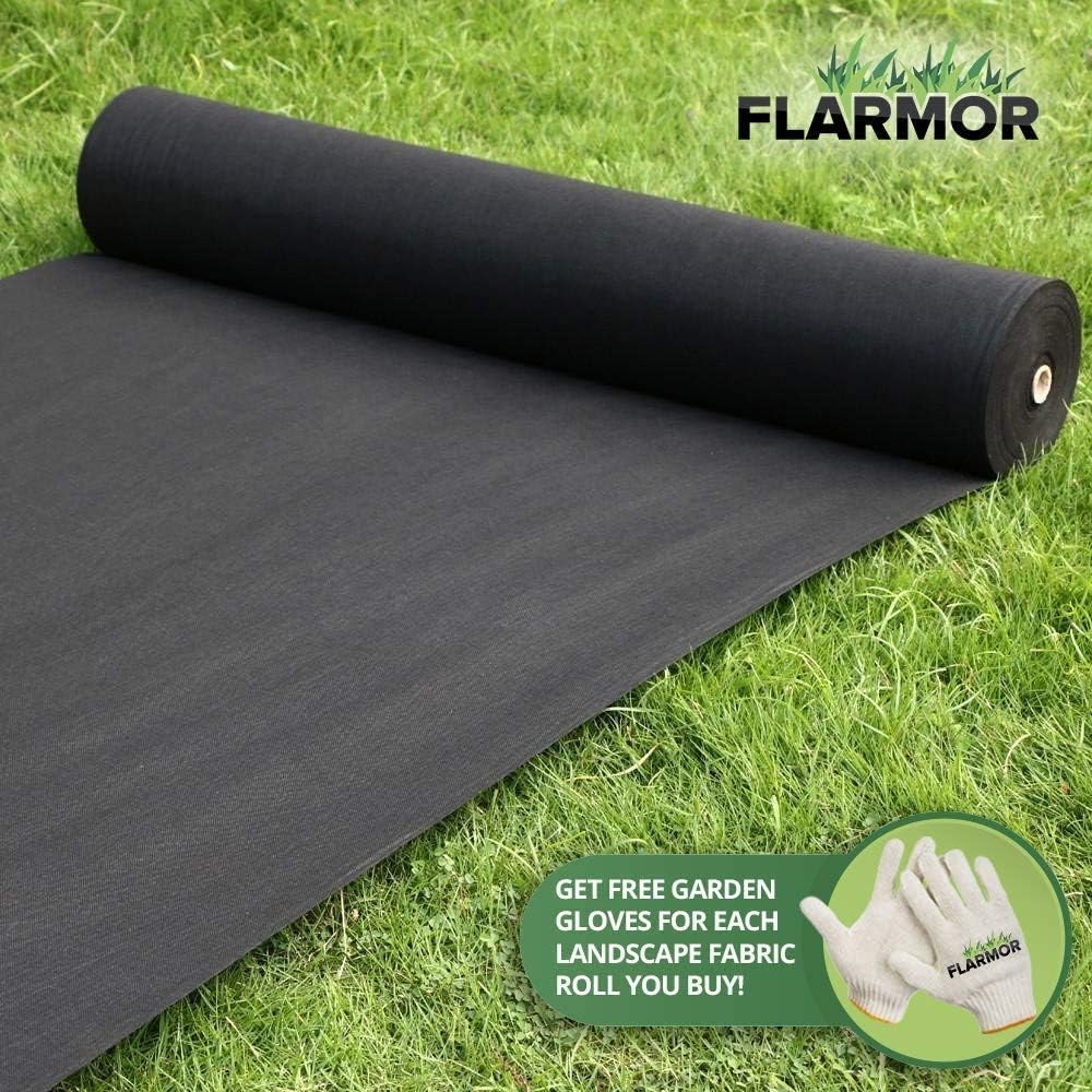 Non-Woven Landscape Fabric–6Ftx300Ft, 1.8oz Weed Barrier Cloth, Heavy Duty Garden Weed Barrier Fabric Roll, Landscaping Fabric Weed Control W/WeedStop Technology, Commercial Weed Block (Black)