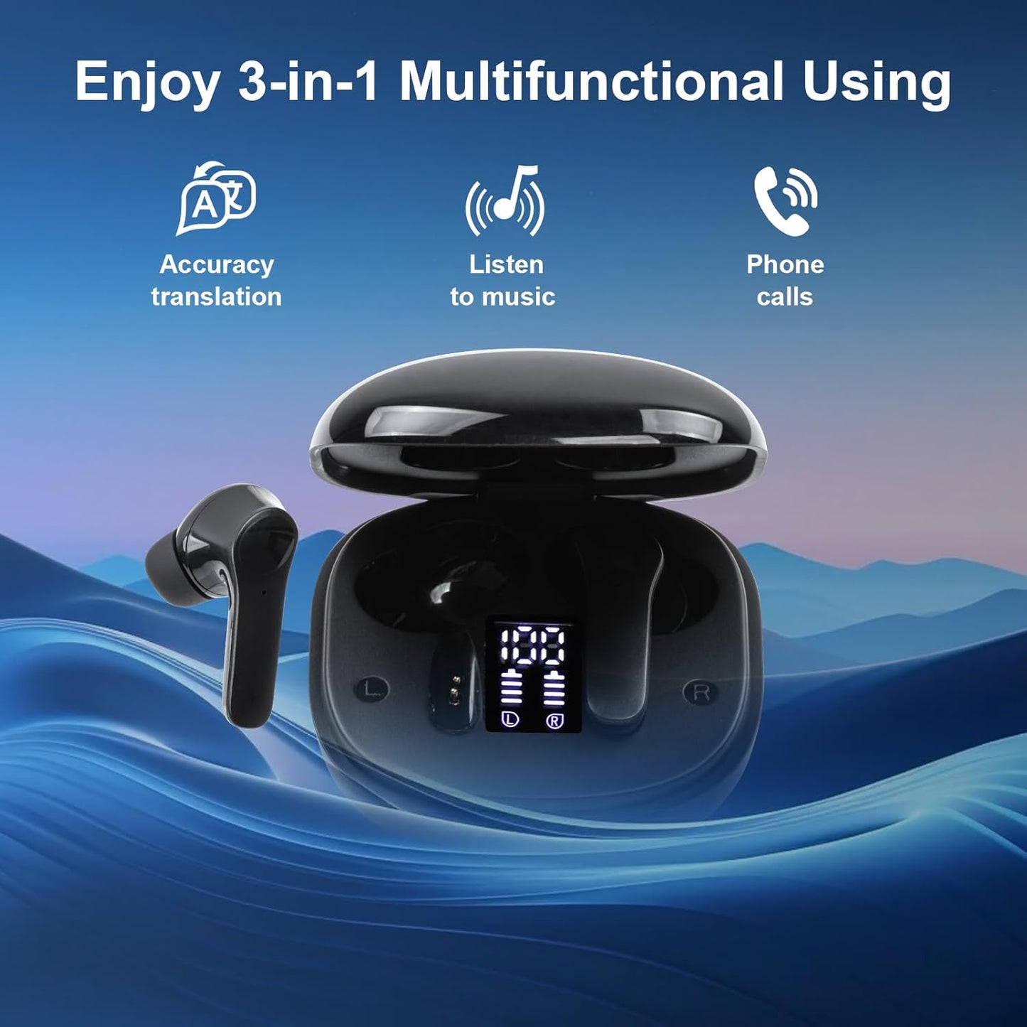 Translation Earbuds Real Time Language Translator Earset 138 Languages &amp; Accents Instant 3 Modes Translating Headphone Device with ANC, Support Touch Mode,Speaker Modes, Free Talk Translation