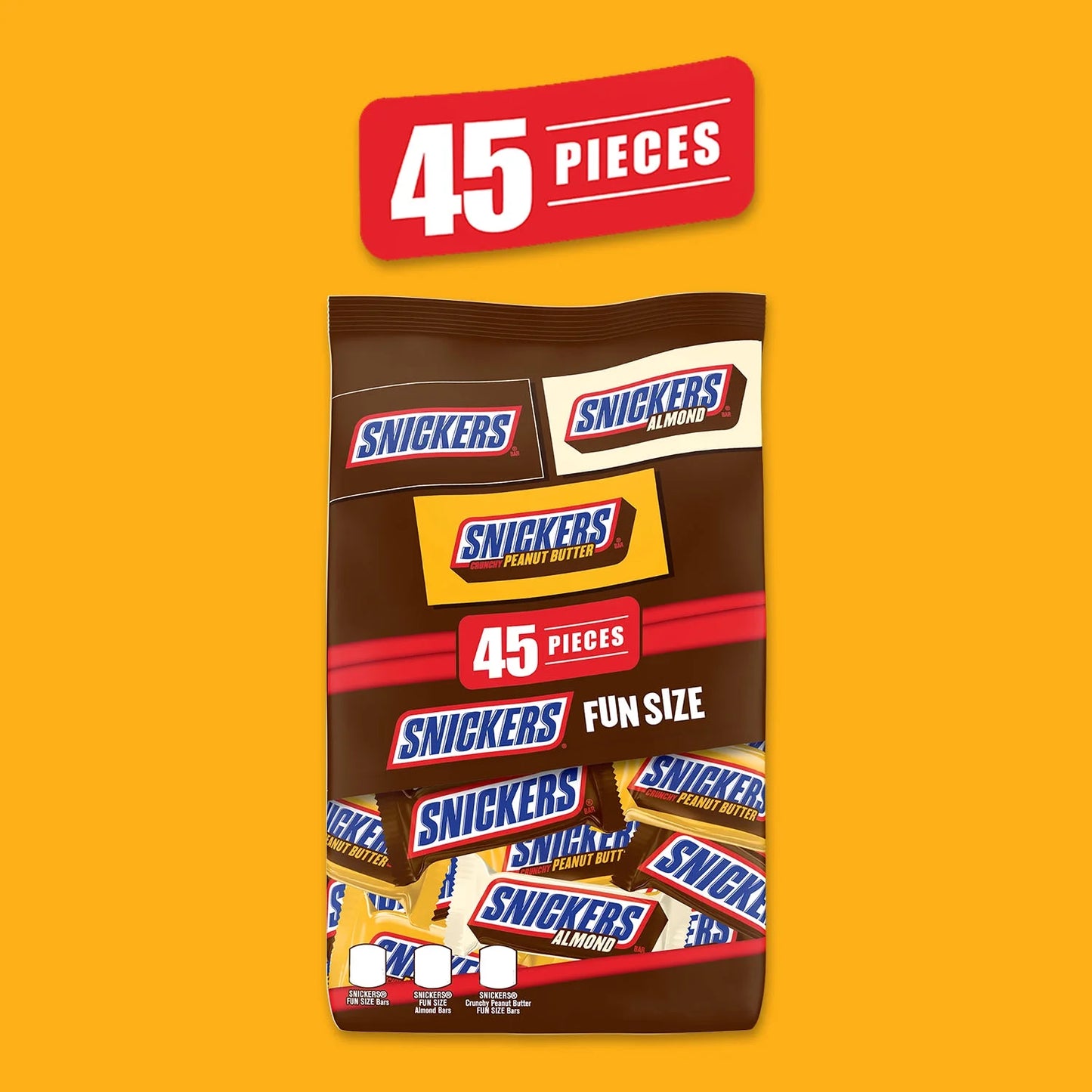 Variety Pack Fun Size Chocolate Candy Bars - 45 Pieces Bag