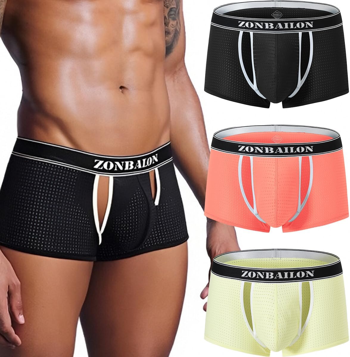 YINYOUYU Mens Bulge Enhancing Pouch Underwear Short Leg Boxers Briefs Trunk