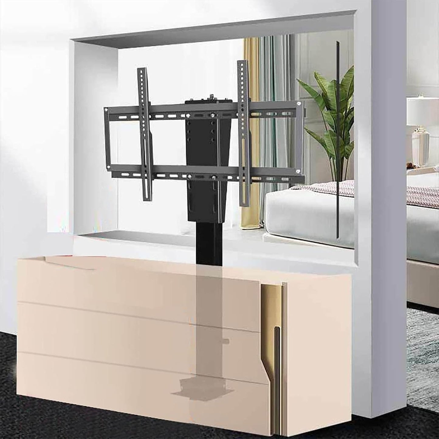 TV Floor Stand - Telescopic Electric TV Lift, Manual 360° Left and Right Rotation, Hide in Closet TV Lift, Fits 26-70 Inch LED Screens, with Load 60kg/132lbs