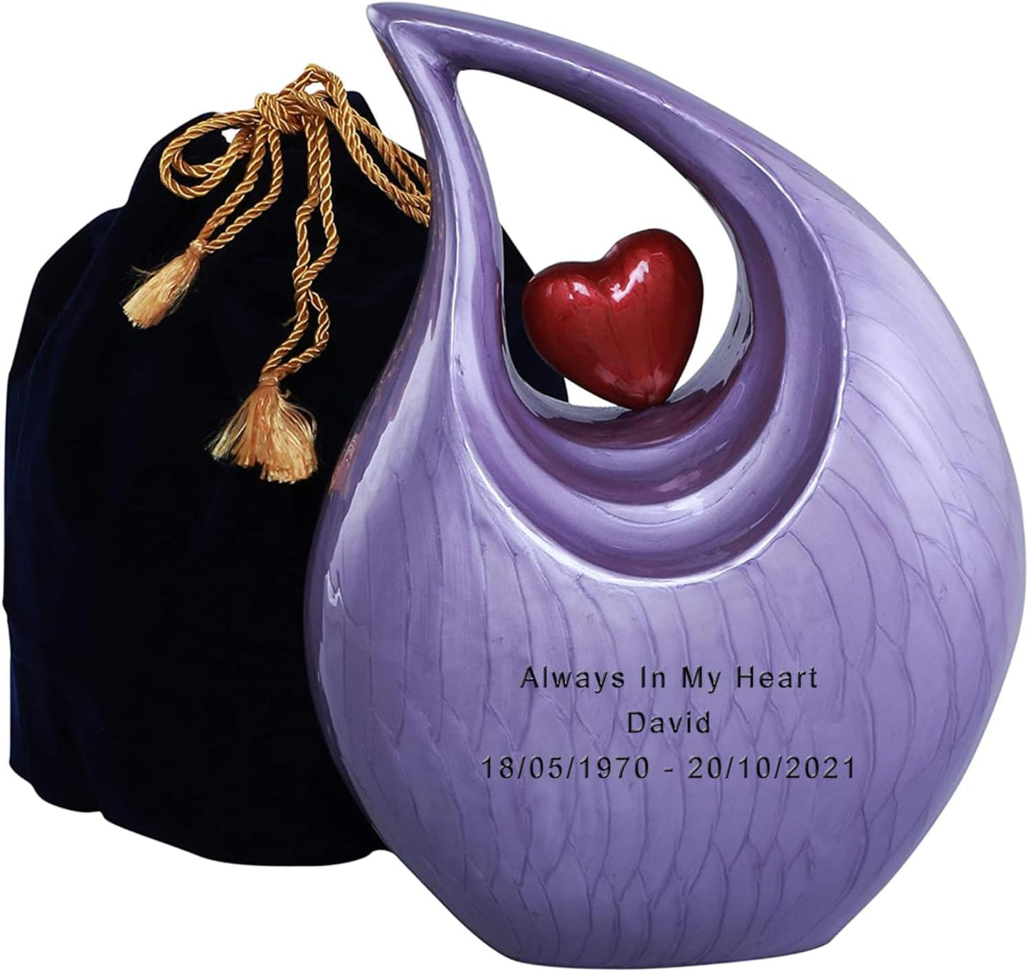 Customize &amp; Personalize Heart of Love Cremation Urns for Human Ashes - Decorative Urns,Urns for Human Ashes Female &amp; Male,Urns for Ashes Men &amp; Women,Funeral Urn (Adult Customize, Lavender)