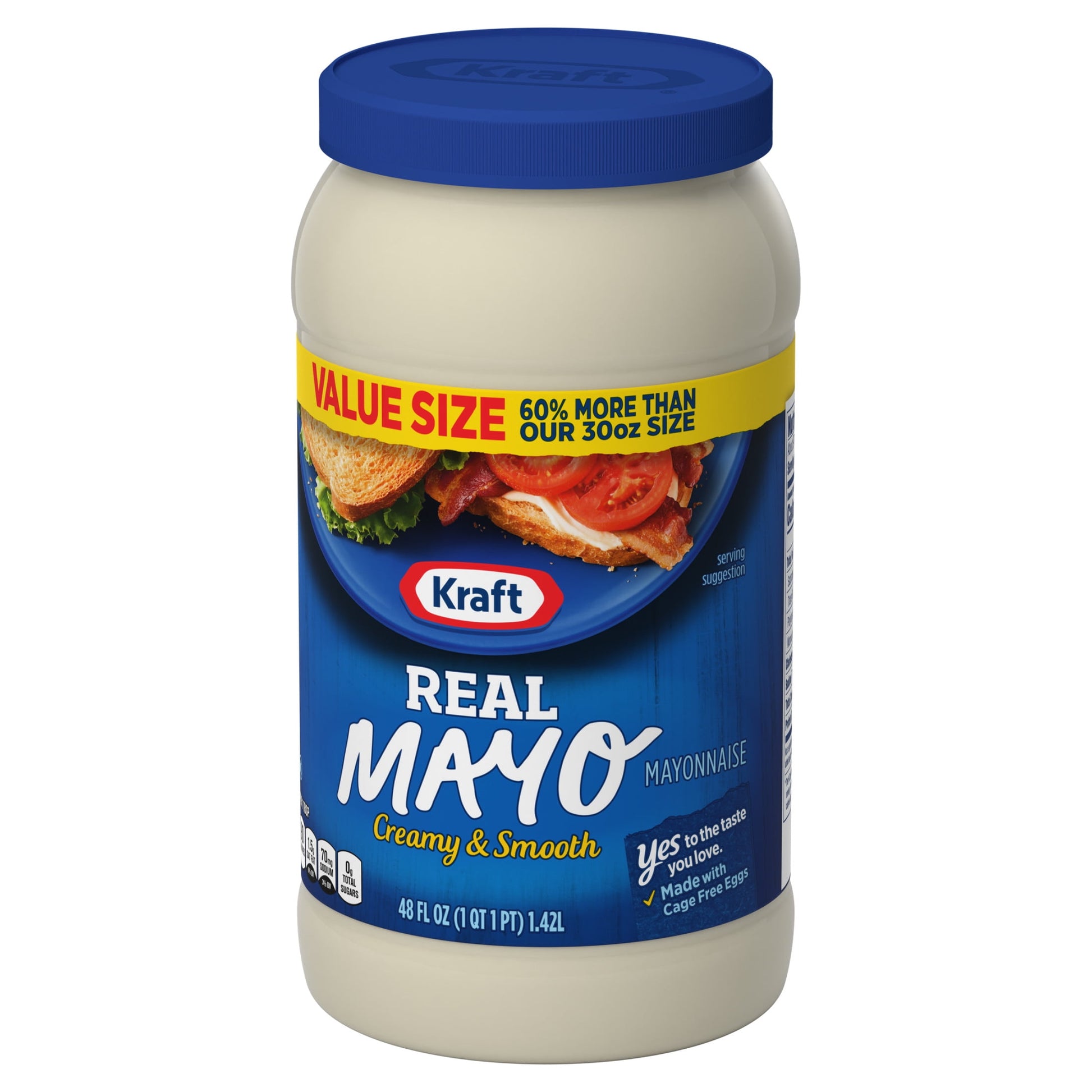 Real Mayo Creamy & Smooth Mayonnaise, 48 Fl Oz Jar