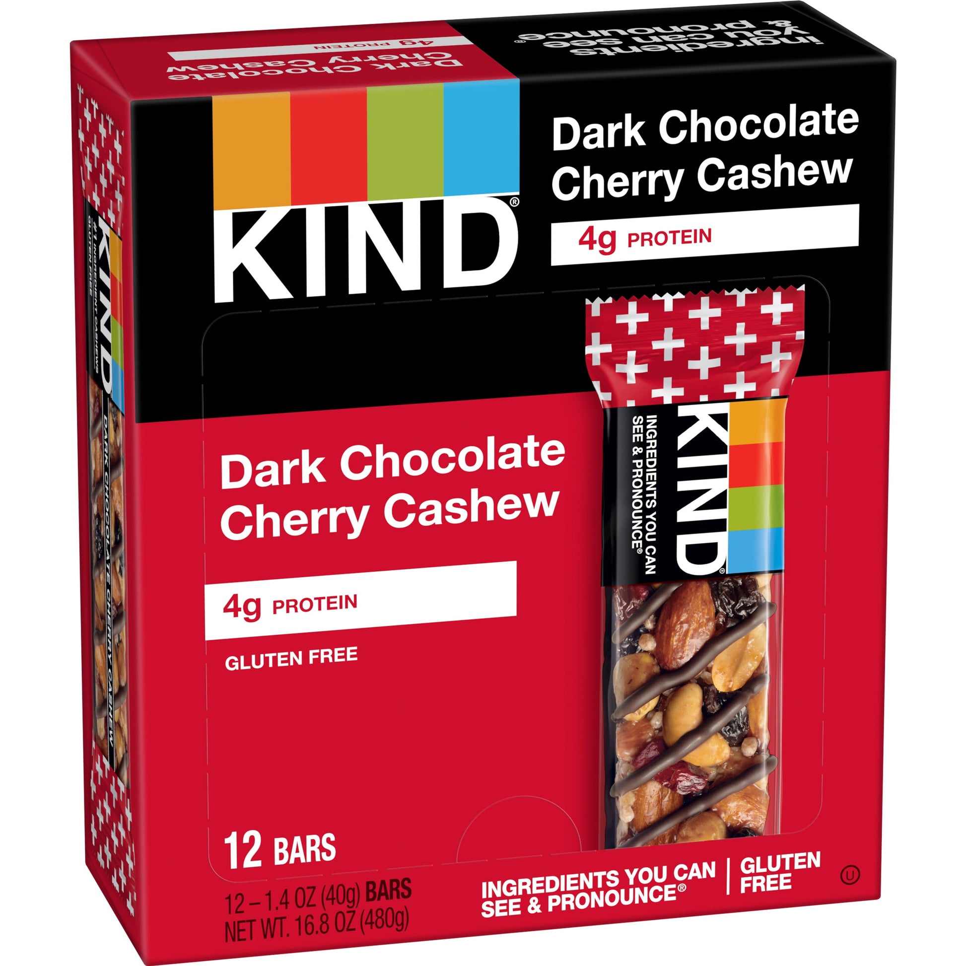 Gluten Free Dark Chocolate Cherry Cashew Snack Bars, 1.4 Oz, 12 Count Box