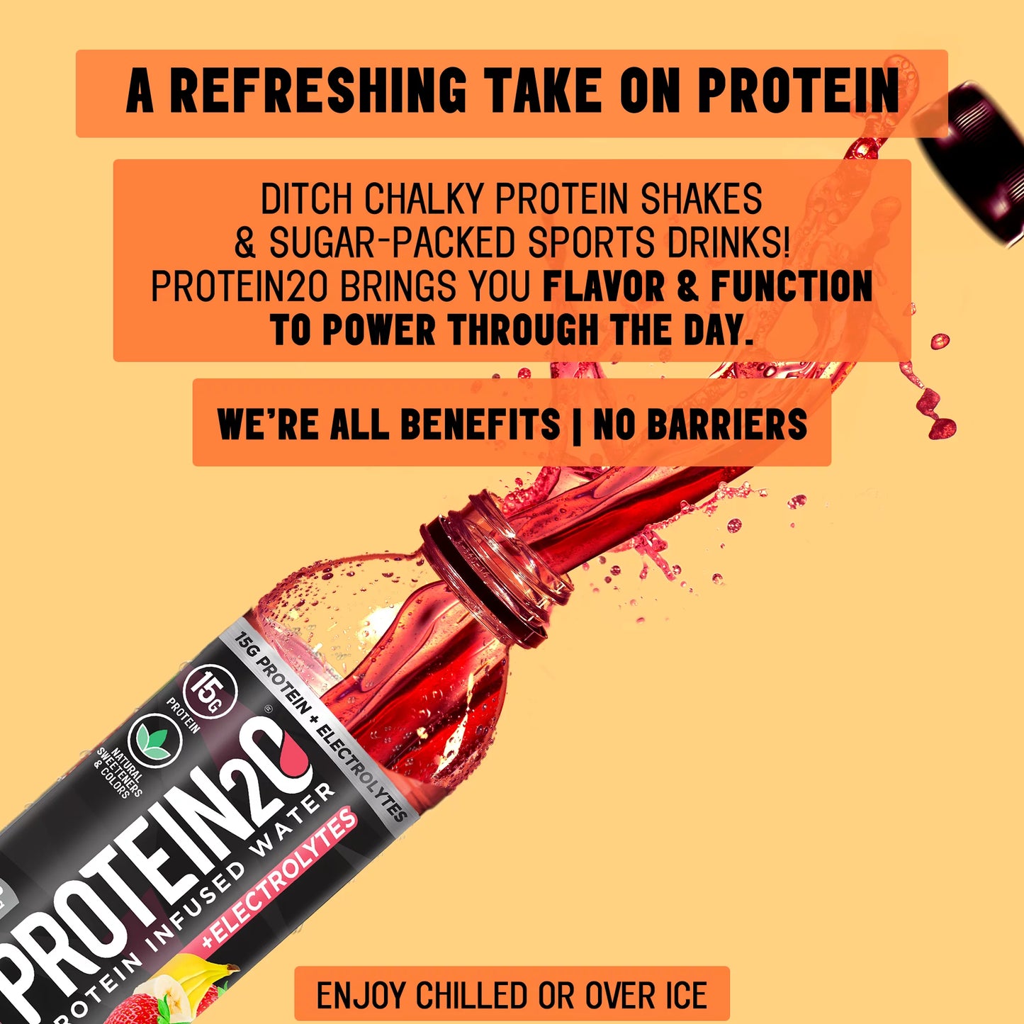 +Electrolytes, 15G Whey Protein Infused Water, Mixed Berry, 16.9 Fl Oz Bottle (Pack of 12)