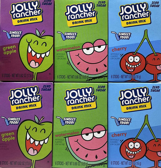 Singles to Go Variety Pack, 2 Watermelon, 2 Green Apple, and 2 Cherry, 1 CT