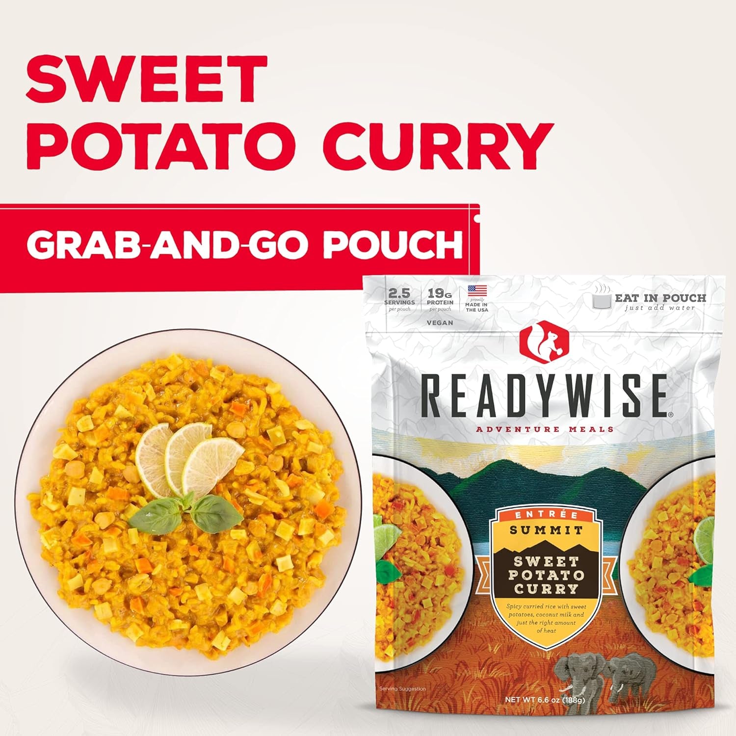 Summit Sweet Potato Curry (Single Pouch) Freeze-Dried Backpacking & Camping Food, 2.5 Servings, Vegan, Gluten Free