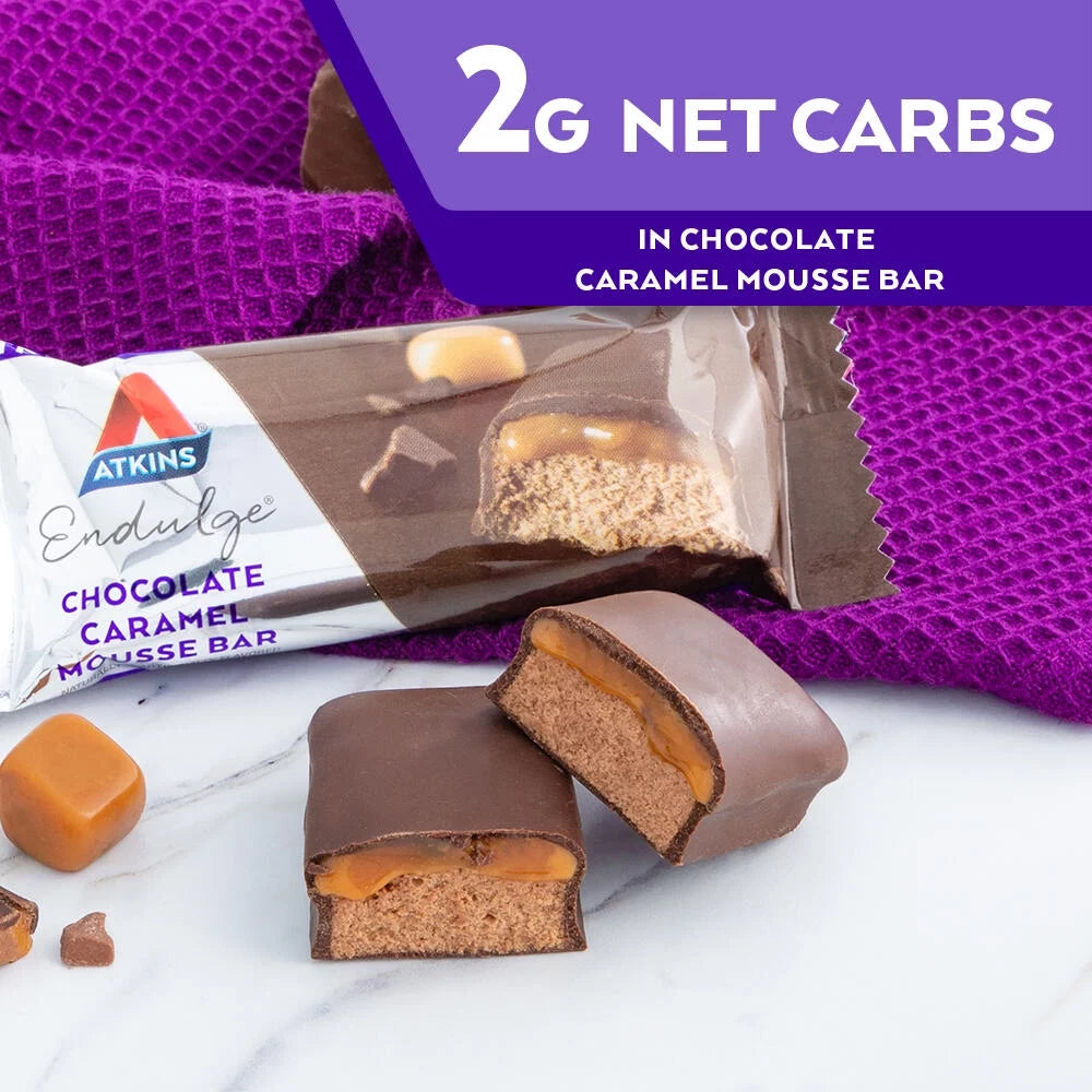 Endulge Chocolate Caramel Mousse Bar, Dessert Favorite, Low Sugar, High in Fiber, 6/5 Packs