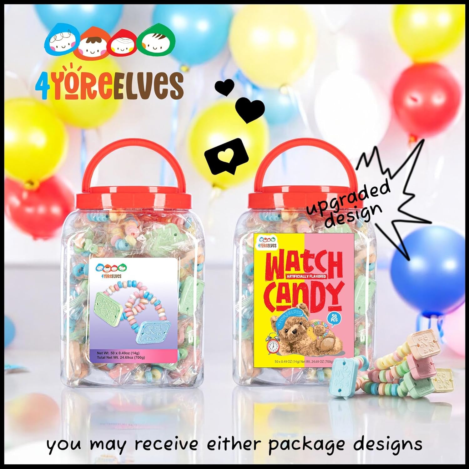 50 Candy Bracelet Watches Individually Wrapped, Taste Nostalgia with Our Playful and Delicious Candy Jewelry, Perfect for Party Favors, Goody Bags and Birthdays, by , Pack of 50 X 0.42Oz